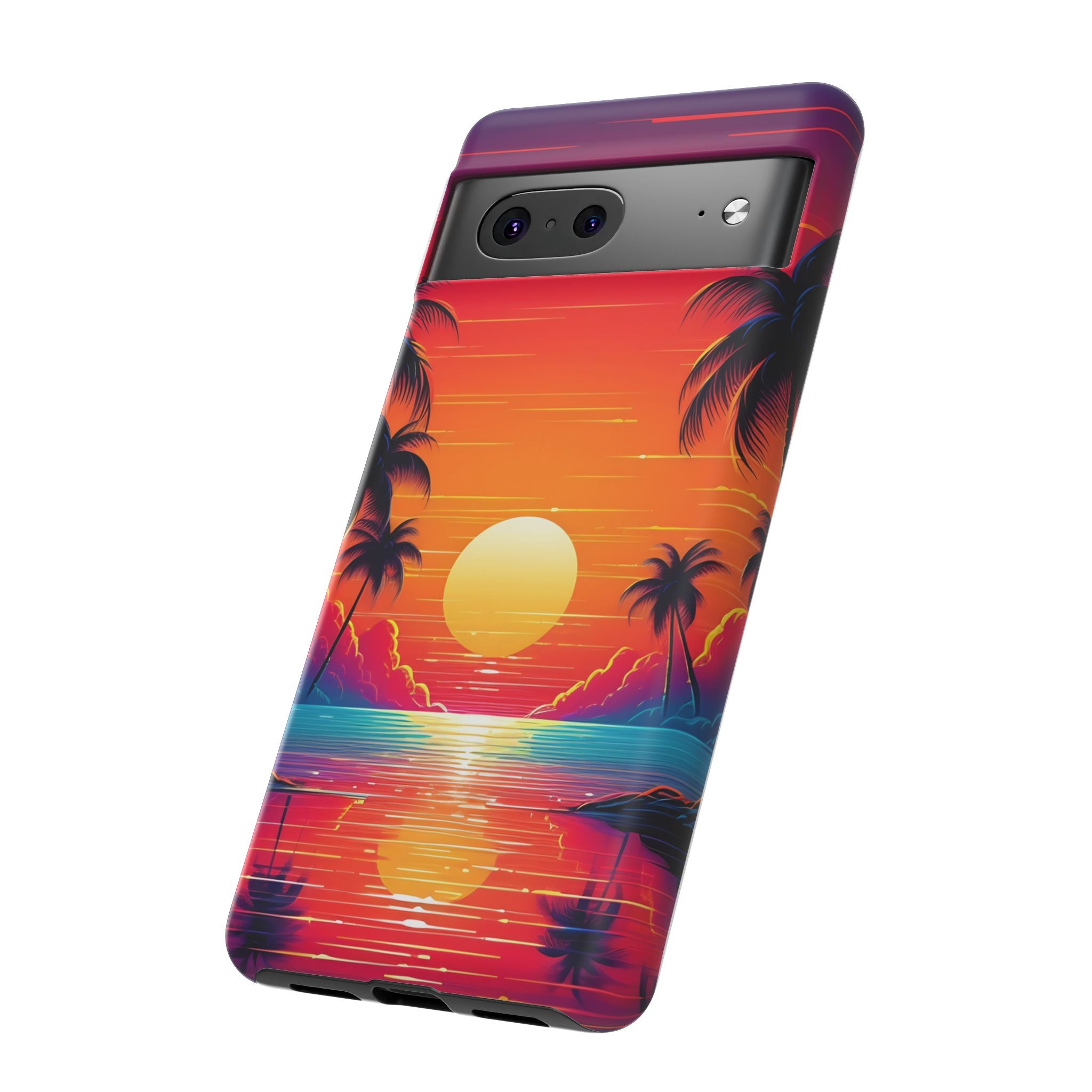 Sunset Palm Beach Google Pixel Case (All Models) - Retro Vaporwave