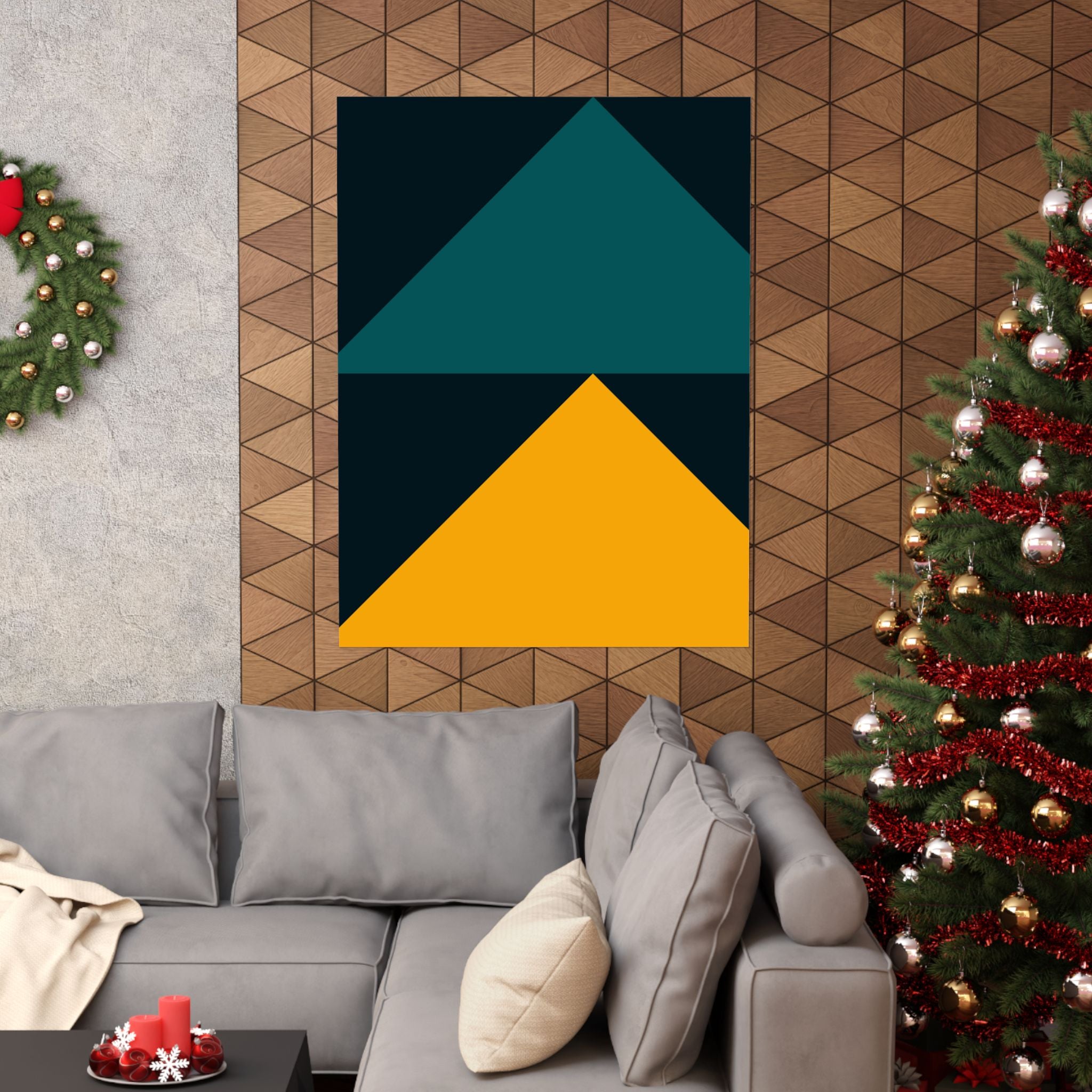 Teal & Gold Geometric Abstract Poster