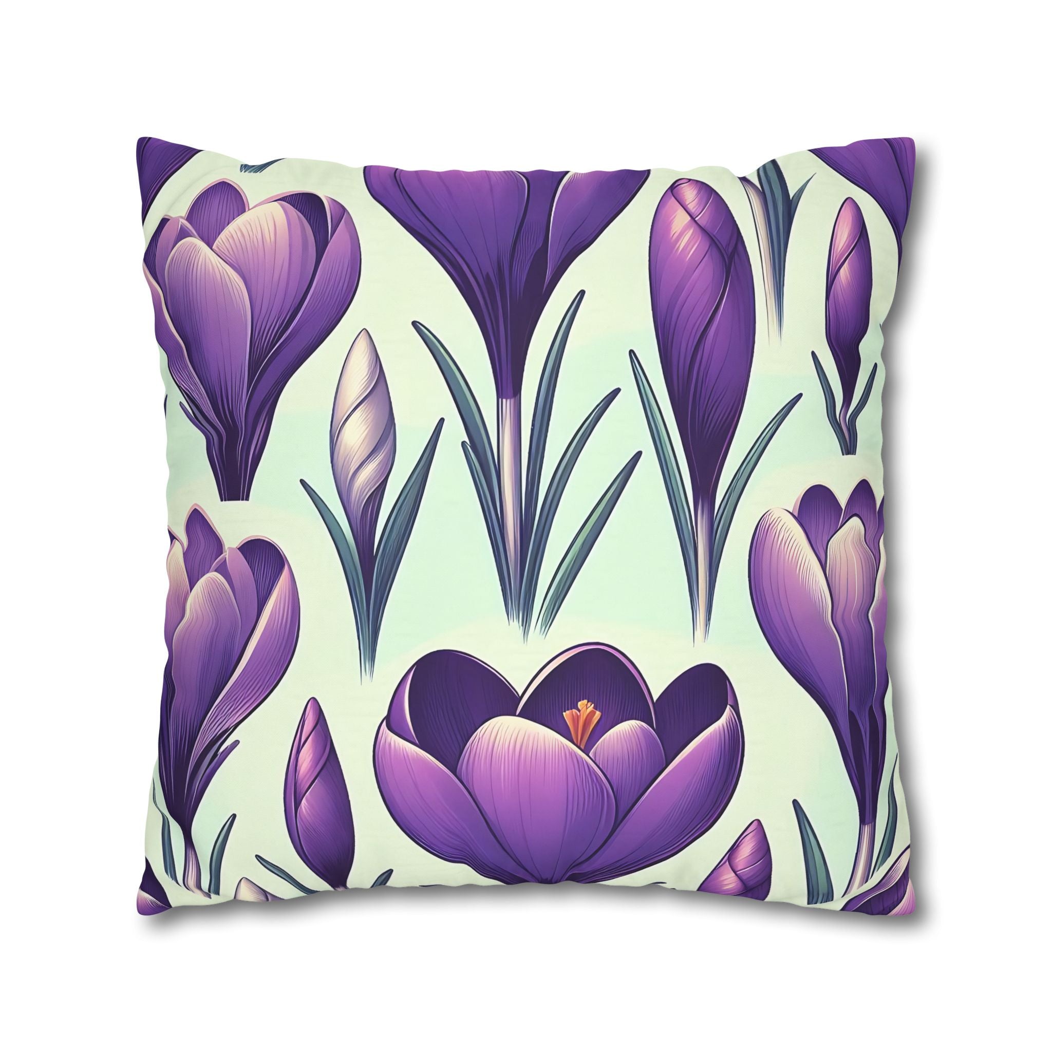 Purple Crocus Floral Pillowcase