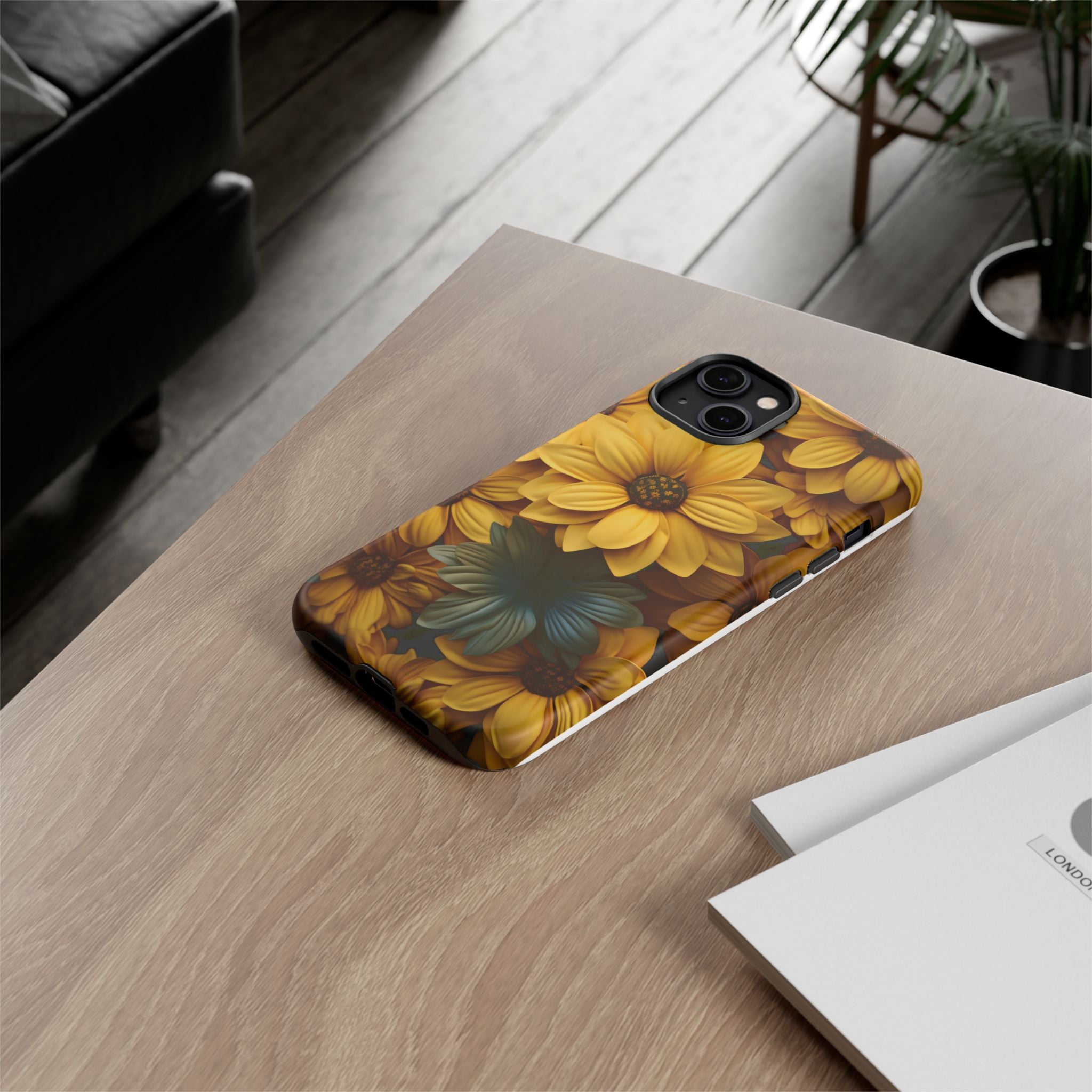 Golden Bloom Hexagon iPhone Case - Rugged Texture