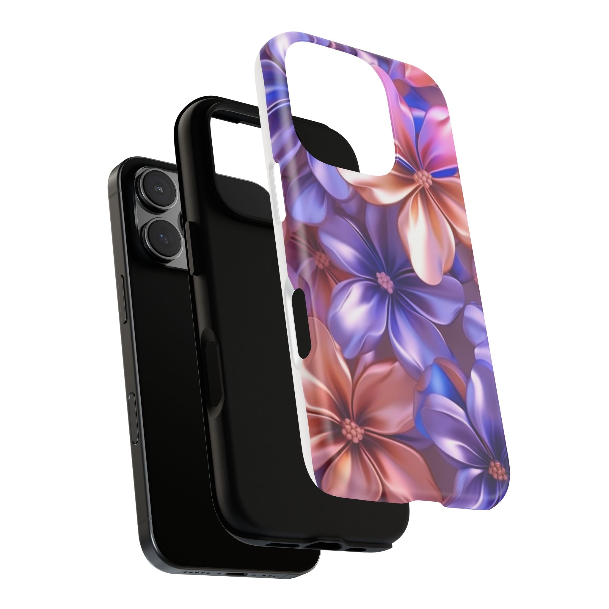 Metallic Flower iPhone Case - Rugged Hexagon Stone