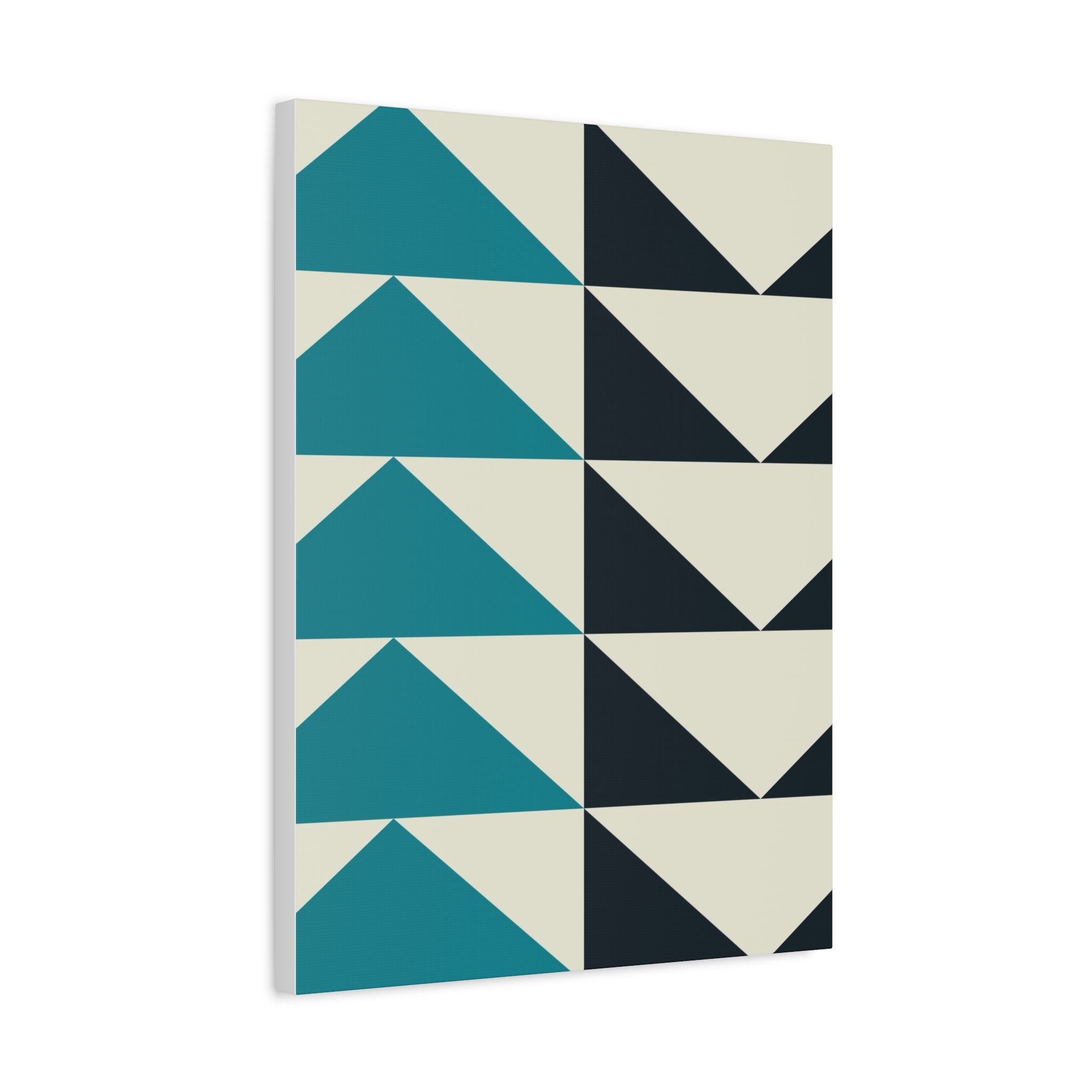 Geometric Triangle Canvas Art - Teal & Black