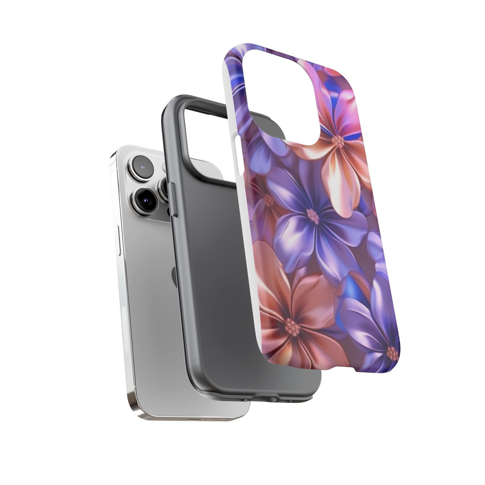 Metallic Flower iPhone Case - Rugged Hexagon Stone