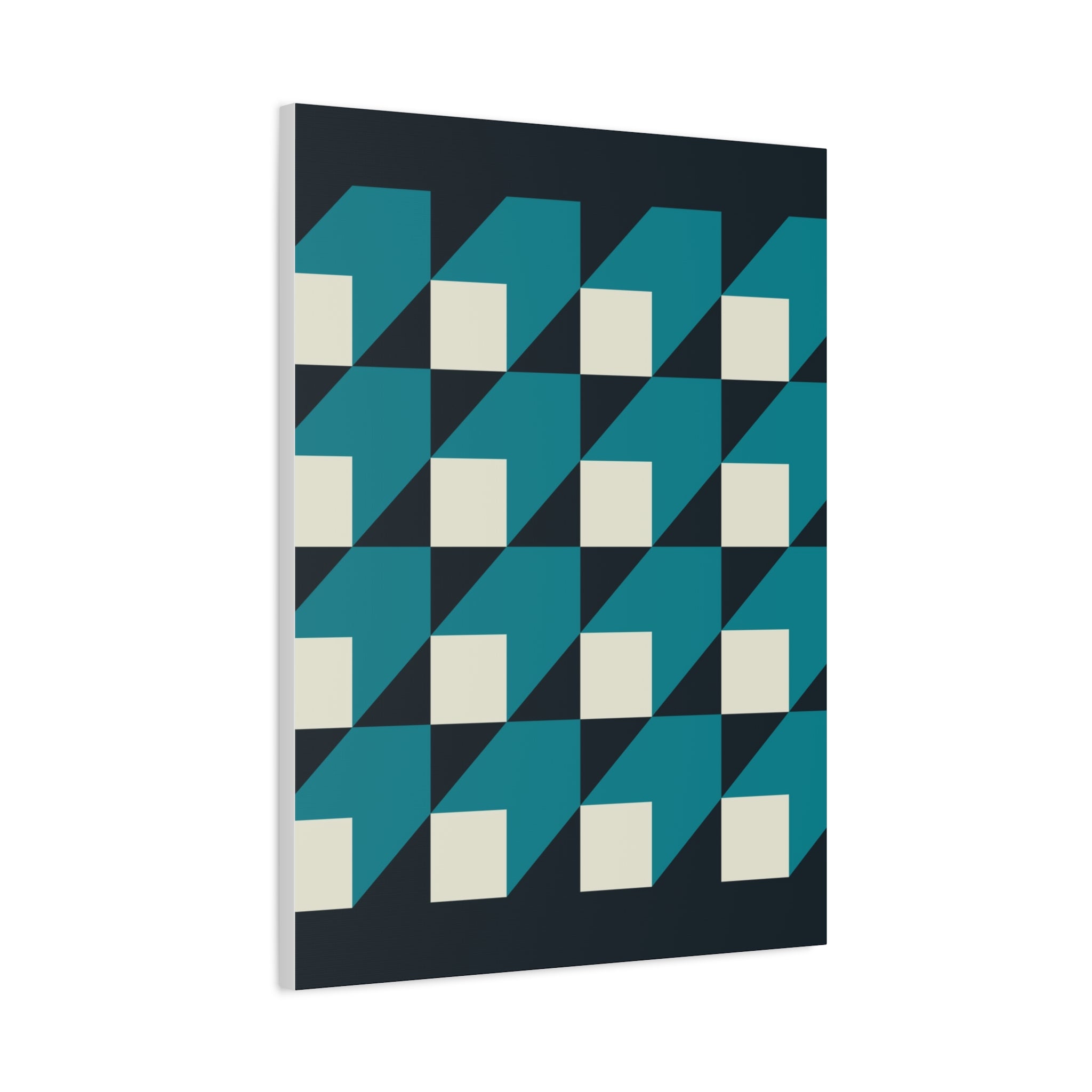 Geometric Teal Abstract Canvas Art