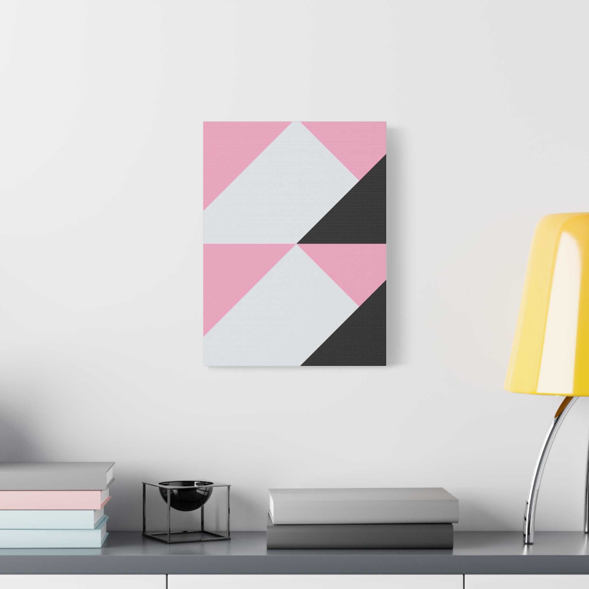 Geometric Pink & Gray Abstract Canvas Art