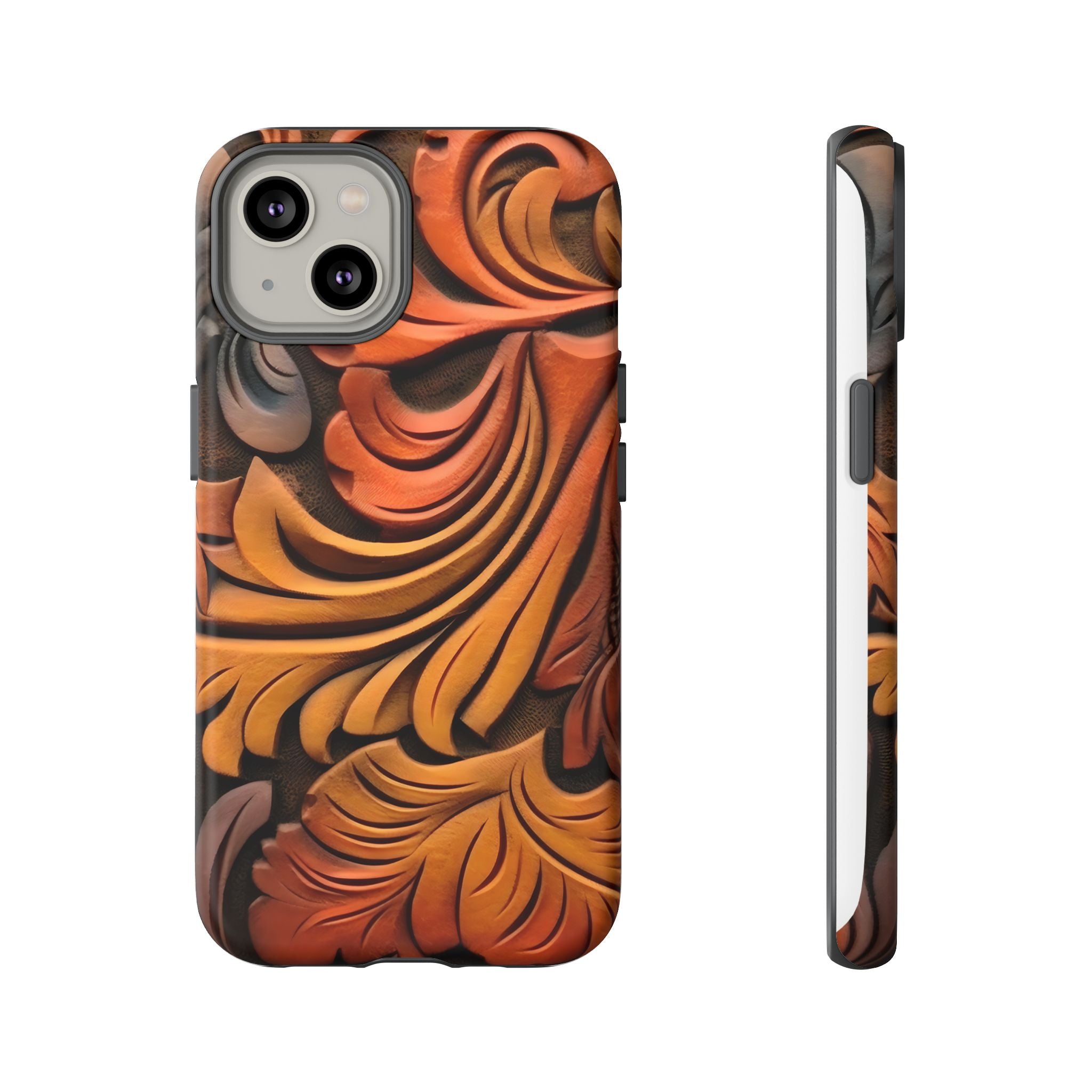 Art Nouveau Leather iPhone Case - Hexagon Stone