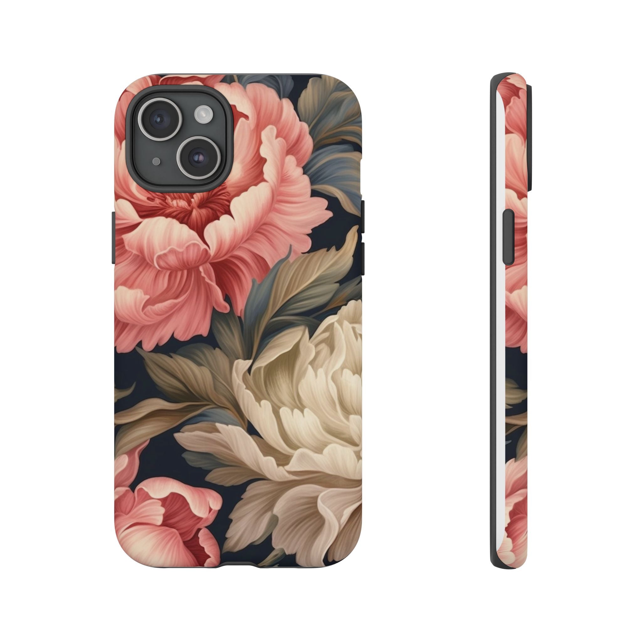 Blush Peony Floral iPhone Case - Hexagon Stone