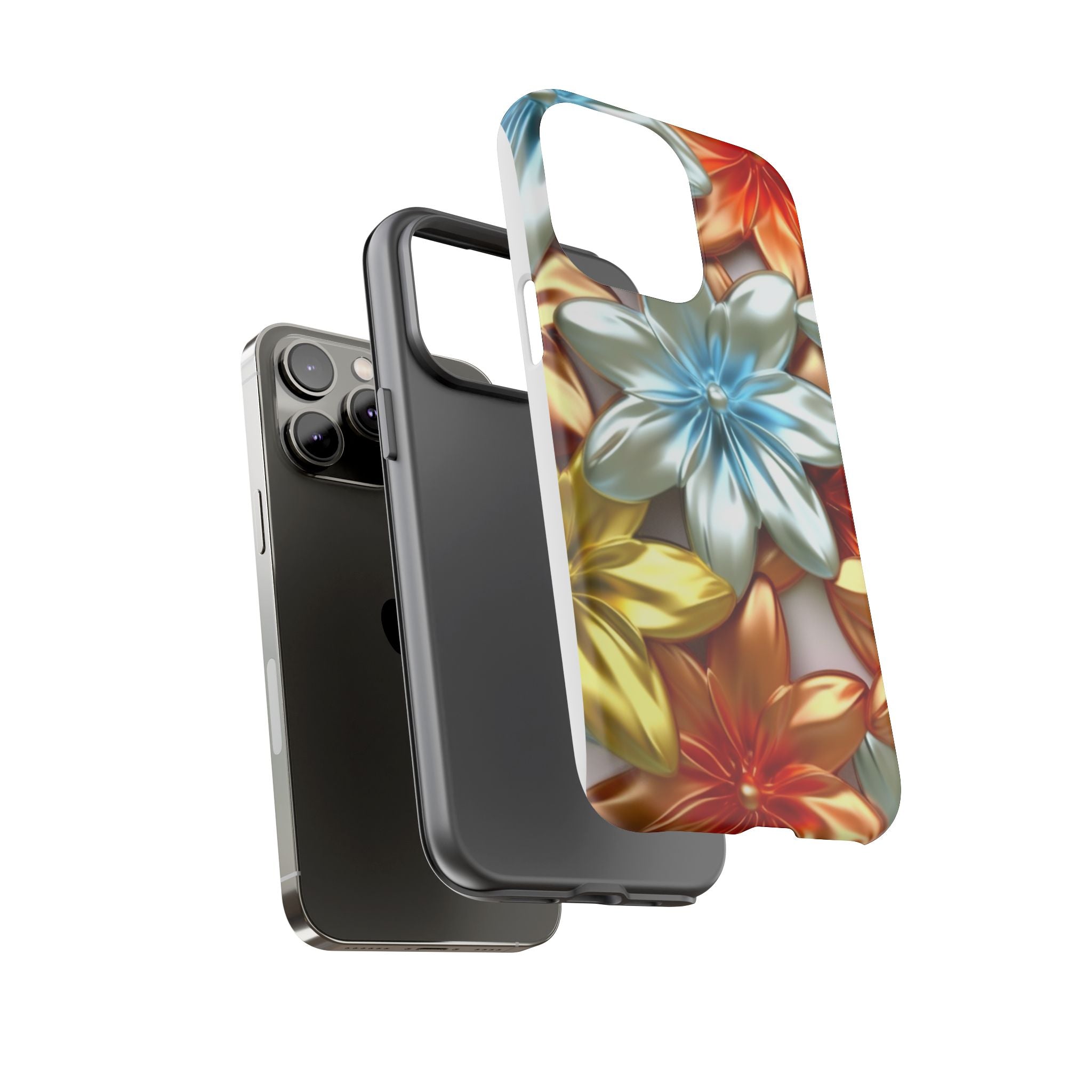 Metallic Flower Hexagon iPhone Case - Rugged