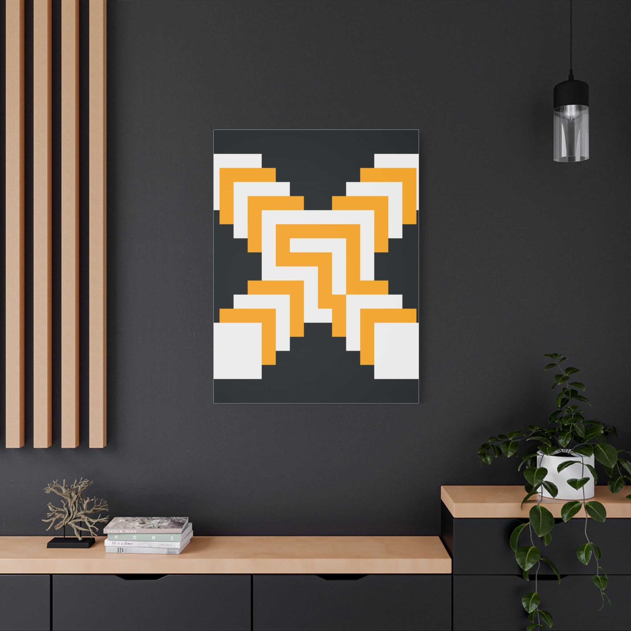 Golden X Abstract Canvas Art Print