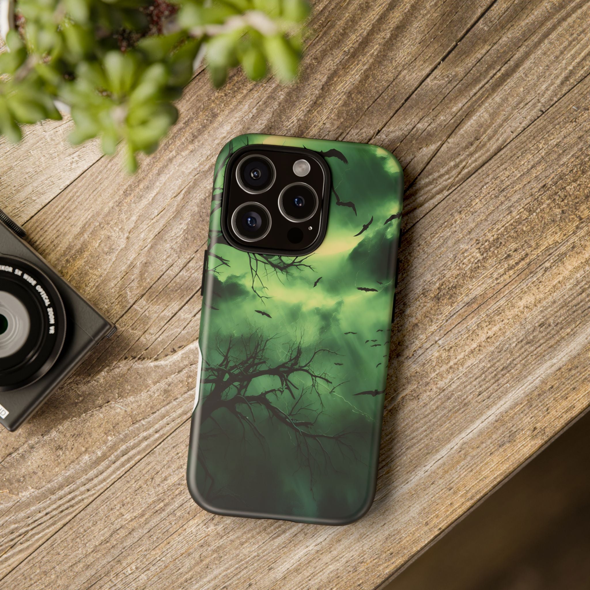 Gothic Green Forest iPhone Case - Hexagon Stone