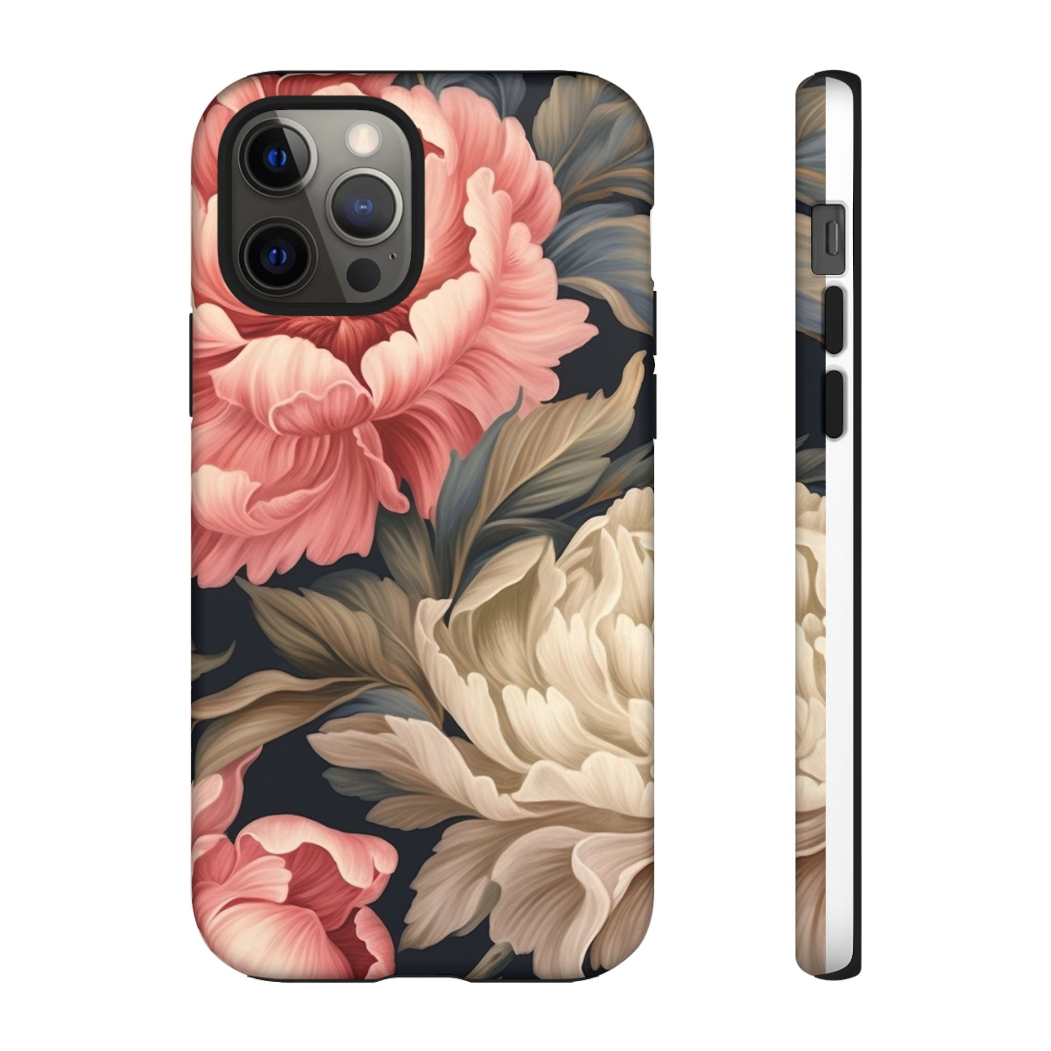 Blush Peony Floral iPhone Case - Hexagon Stone