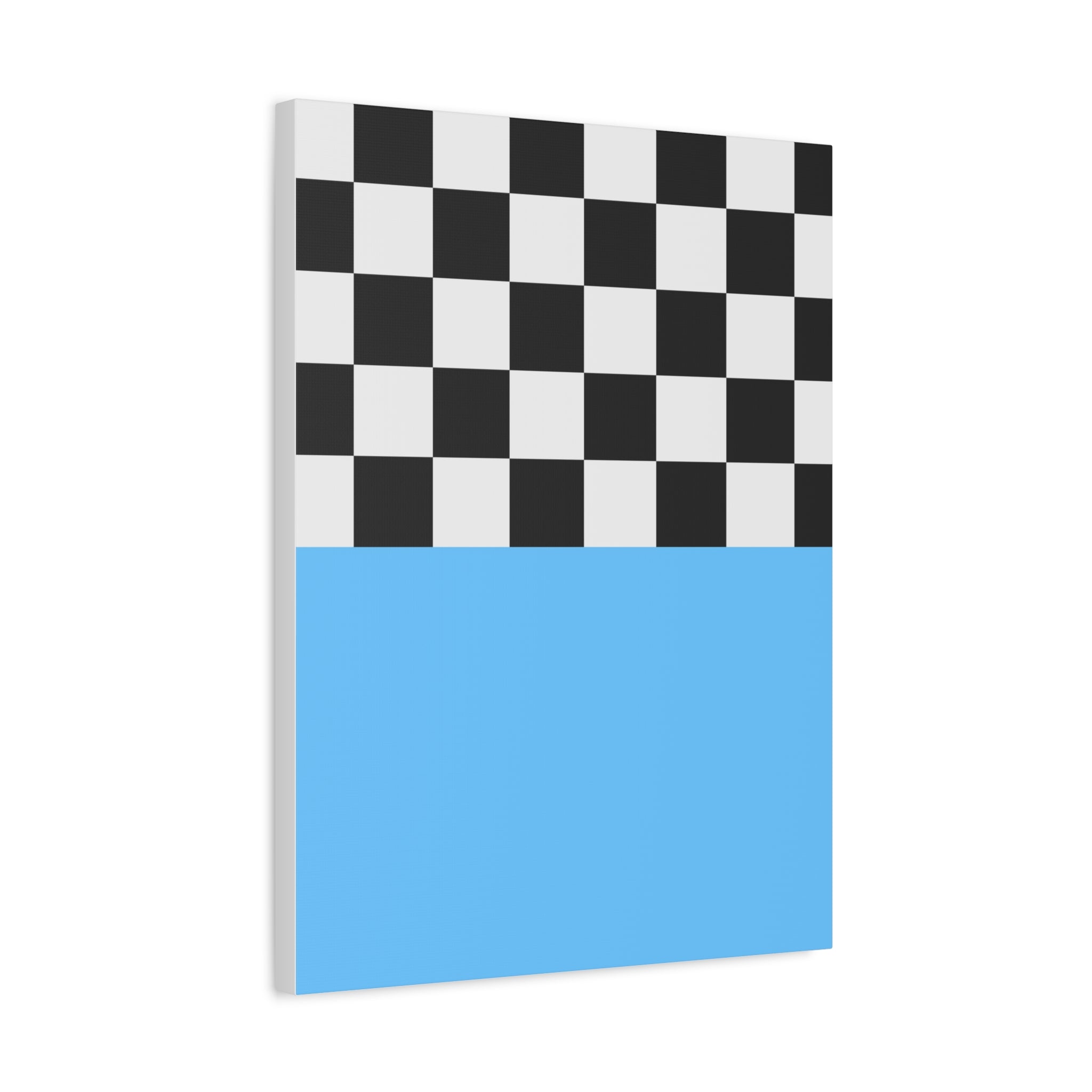 Checkered & Blue Abstract Matte Canvas Art