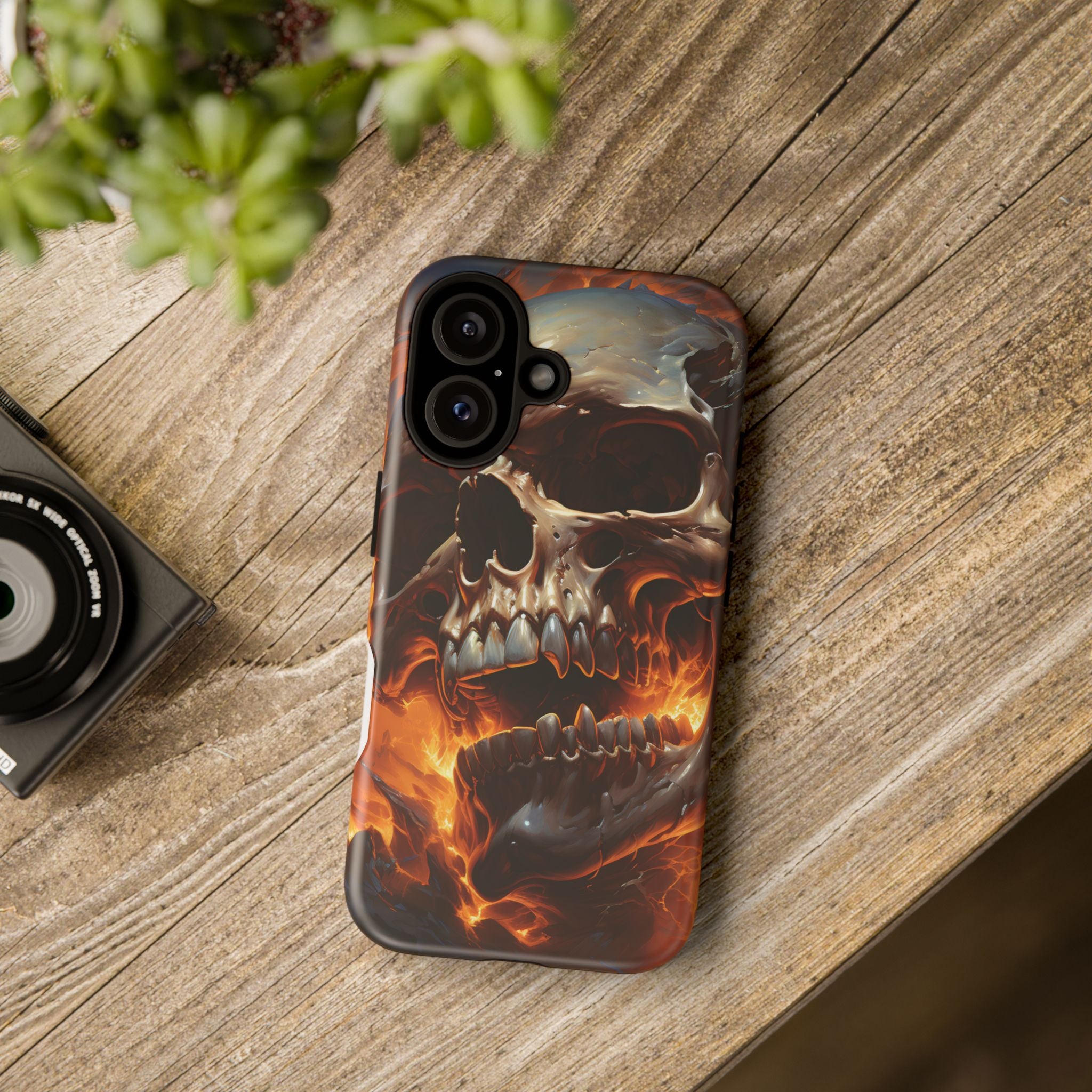 Fiery Skull Hexagon iPhone Case - Rugged