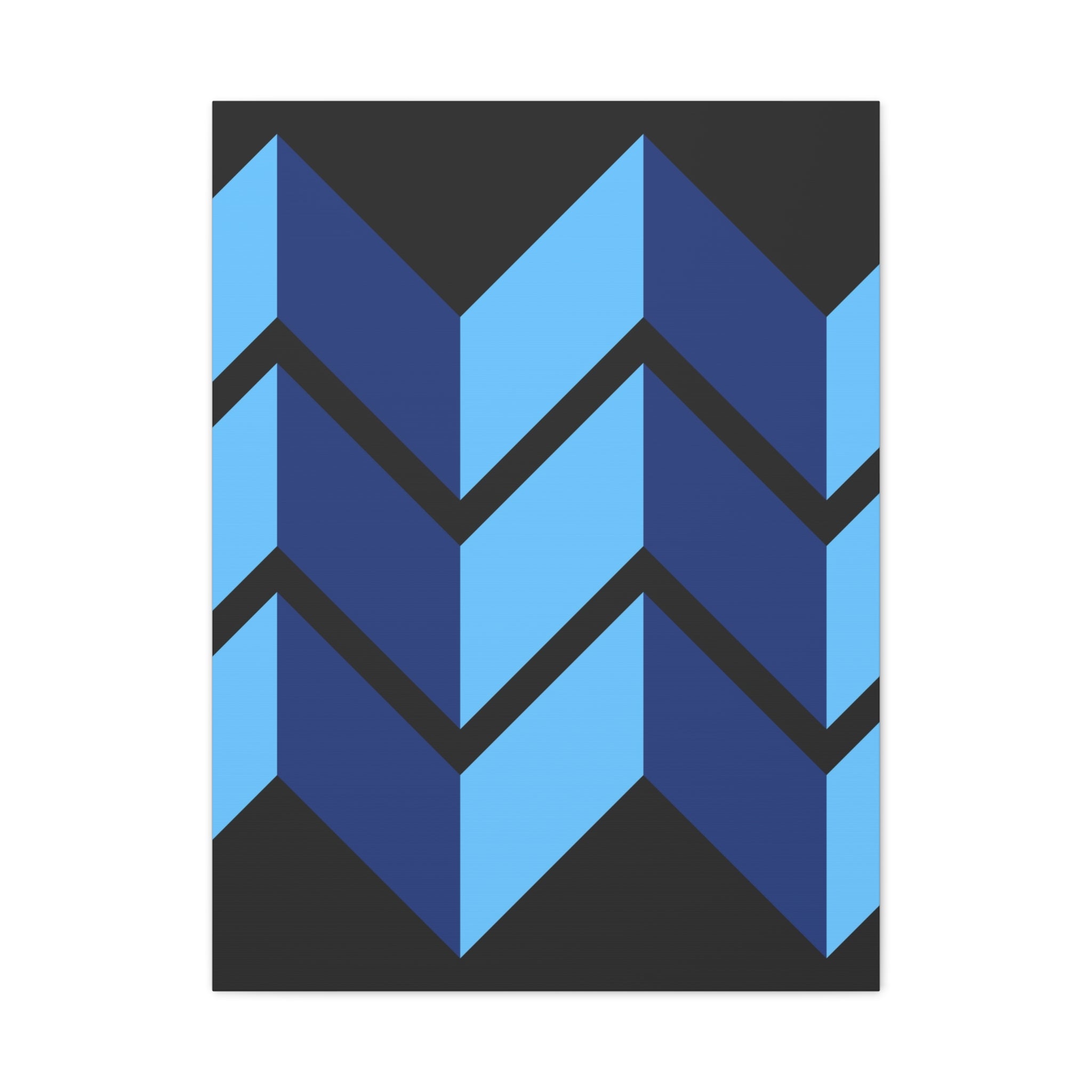 Abstract Blue Chevron Canvas Art