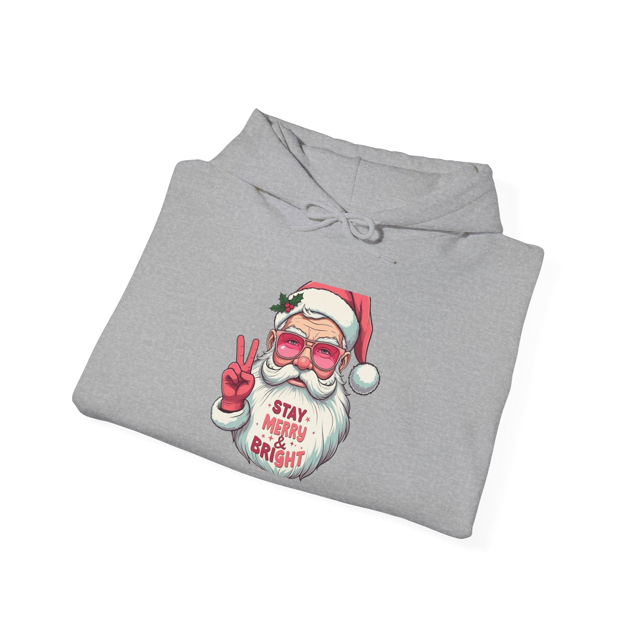 Pink Santa Peace Hoodie: Stay Merry & Bright