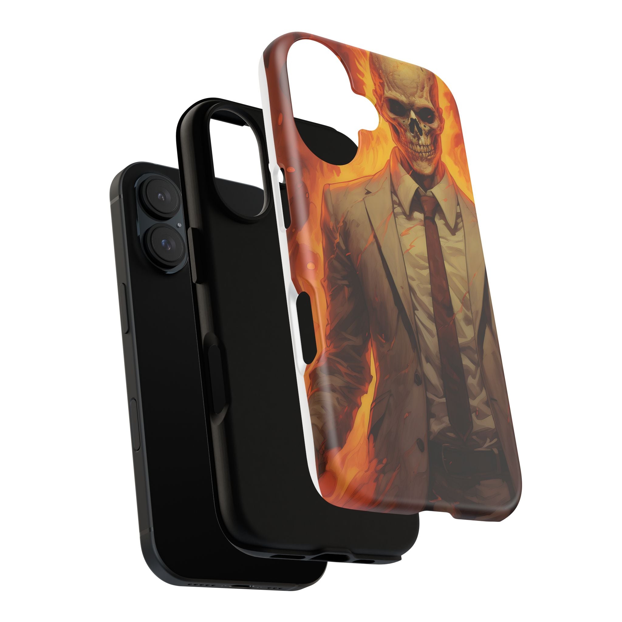 Fiery Skull Man Hexagon Stone iPhone Case