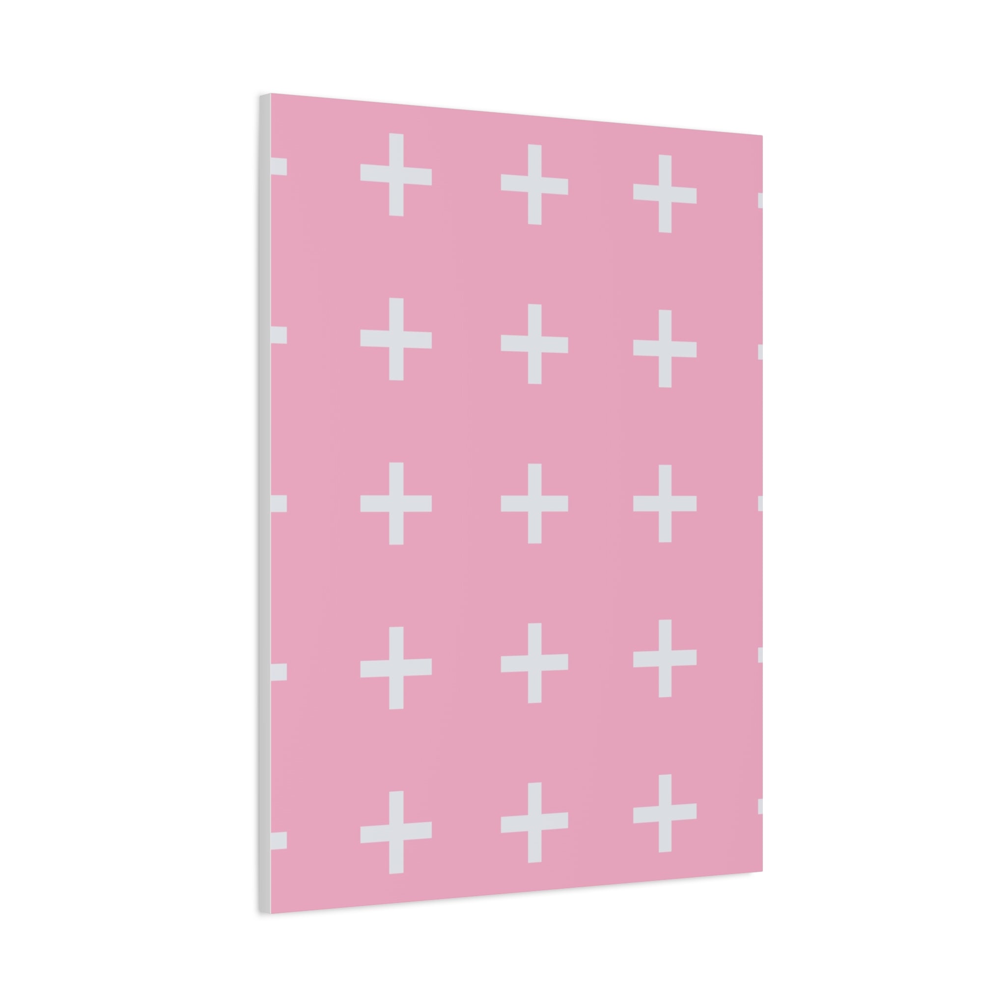 Pink Plus Sign Grid - Matte Canvas Art