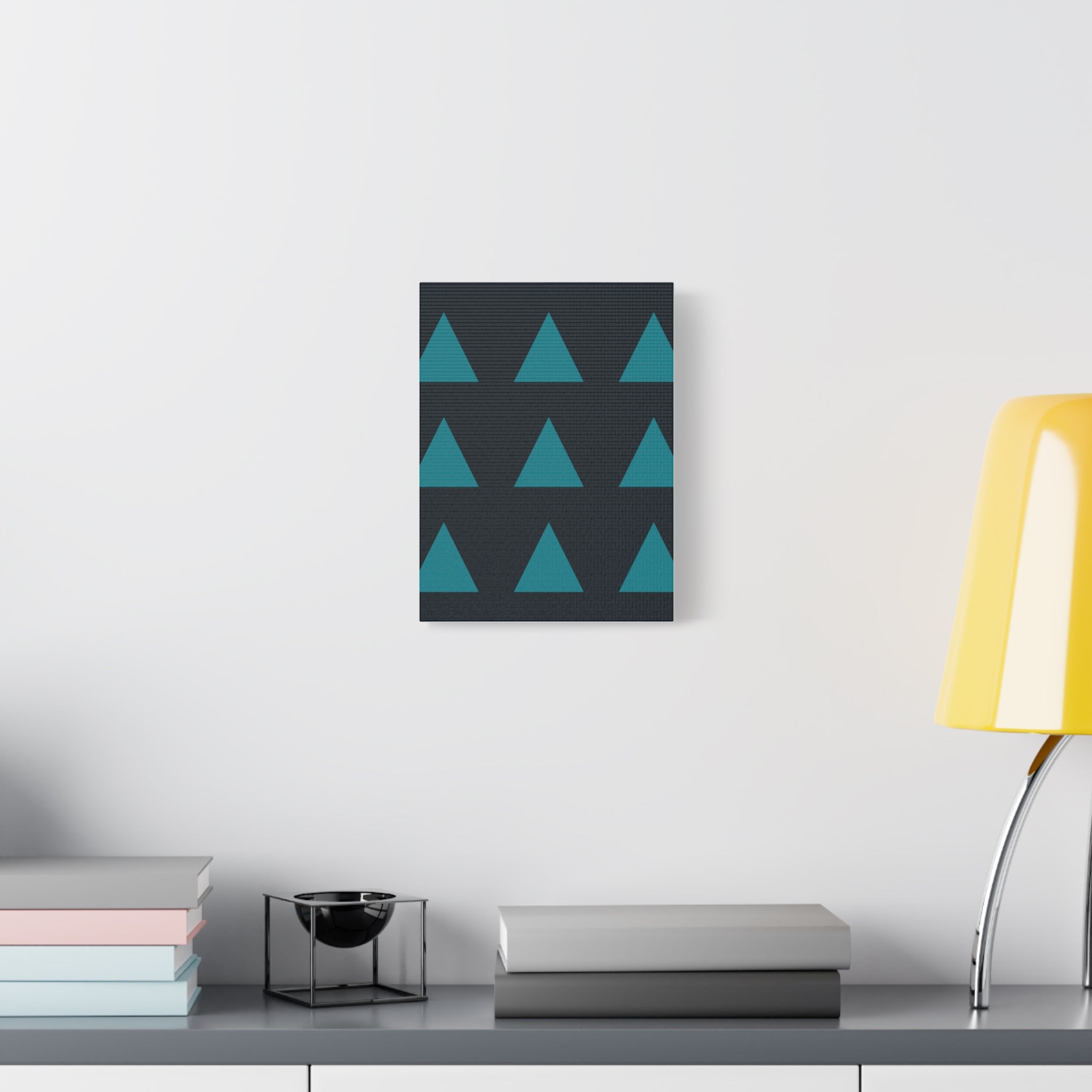 Teal Geometric Triangle Canvas Art