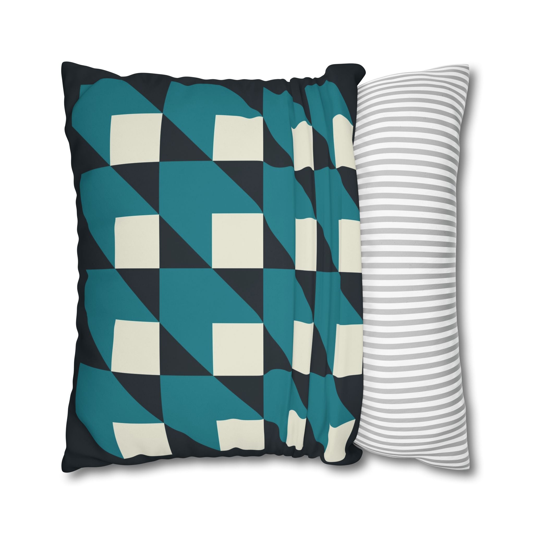 Geometric Teal & White Cube Pillowcase