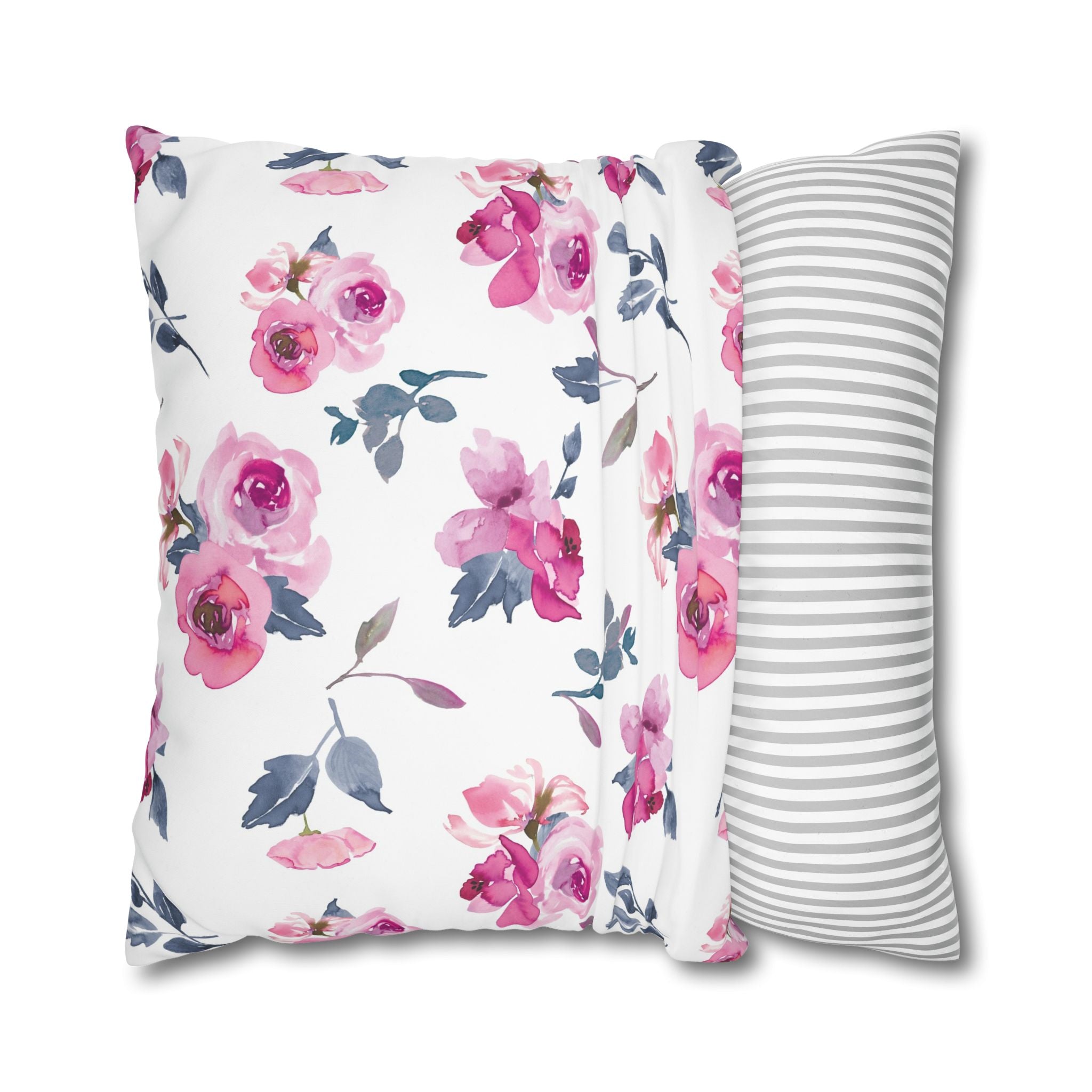 Pink Rose Watercolor Pillowcase