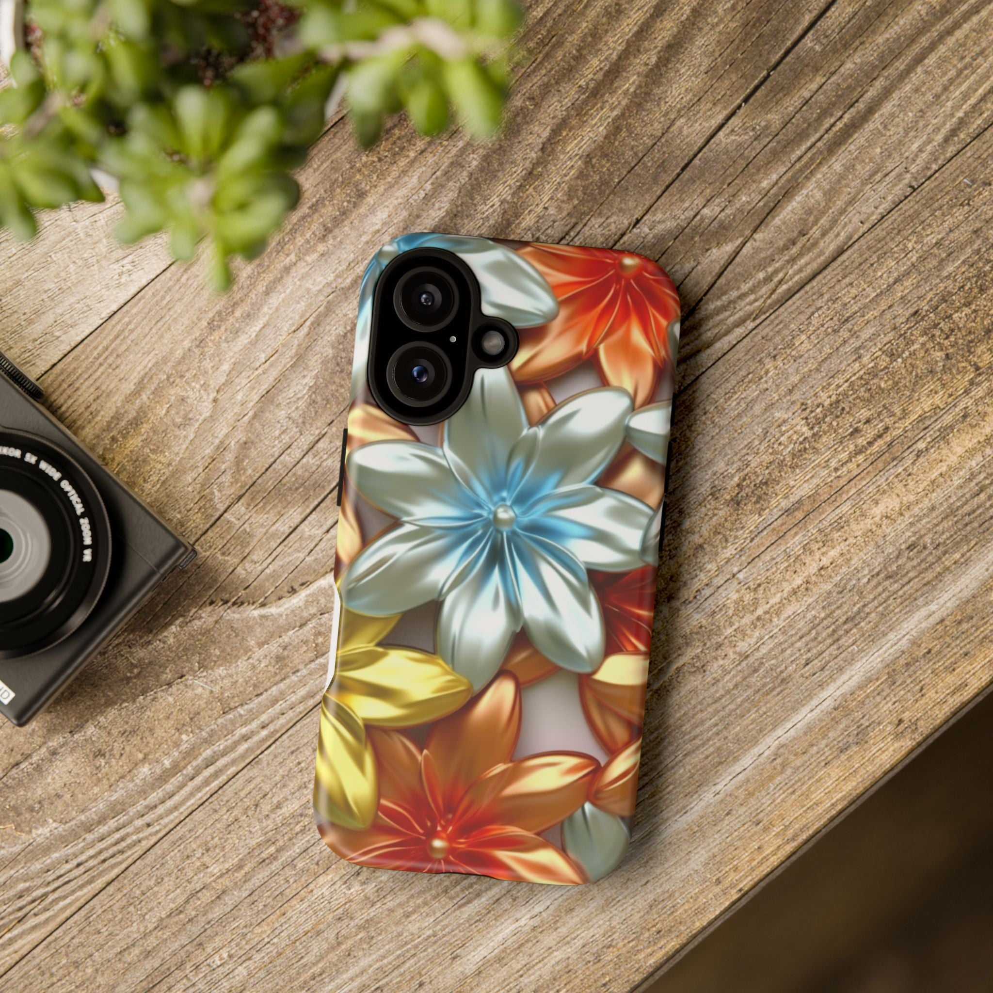 Metallic Flower Hexagon iPhone Case - Rugged