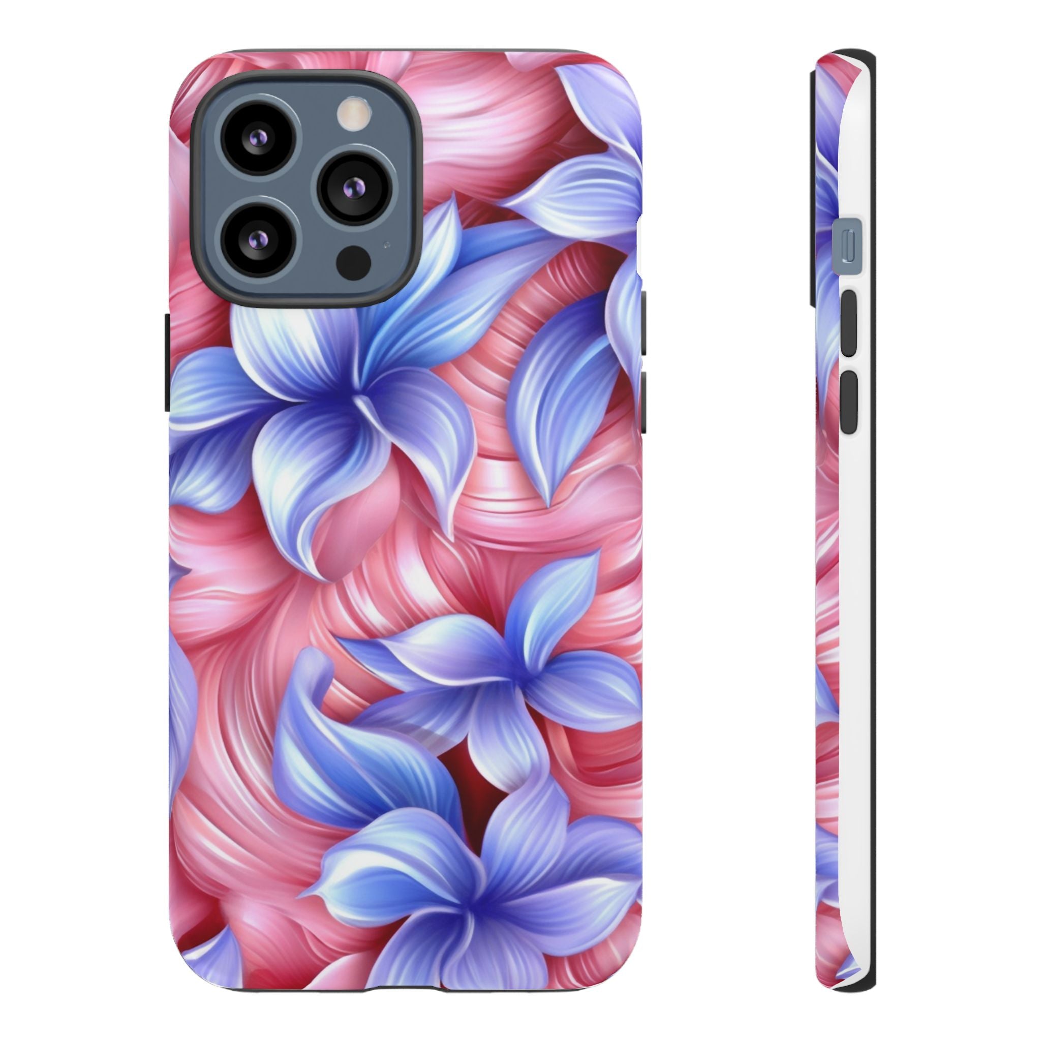 Dreamy Pink & Blue Floral iPhone Case - Hexagon Stone