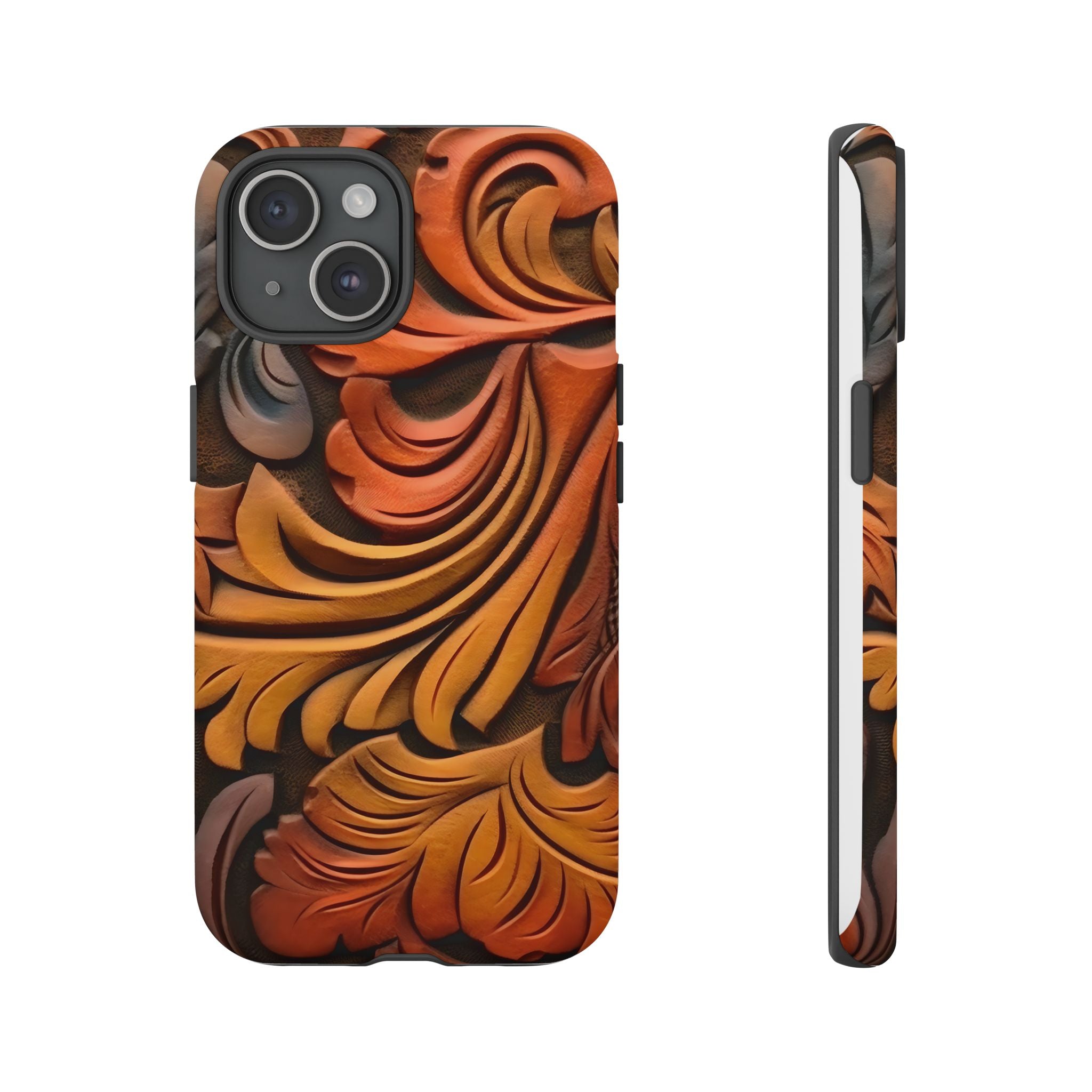 Art Nouveau Leather iPhone Case - Hexagon Stone