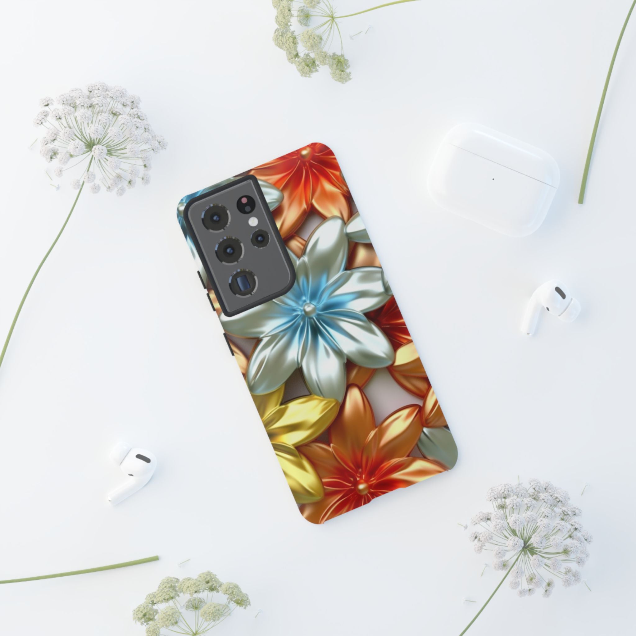 Metallic Flower Samsung Case - Stylish & Modern