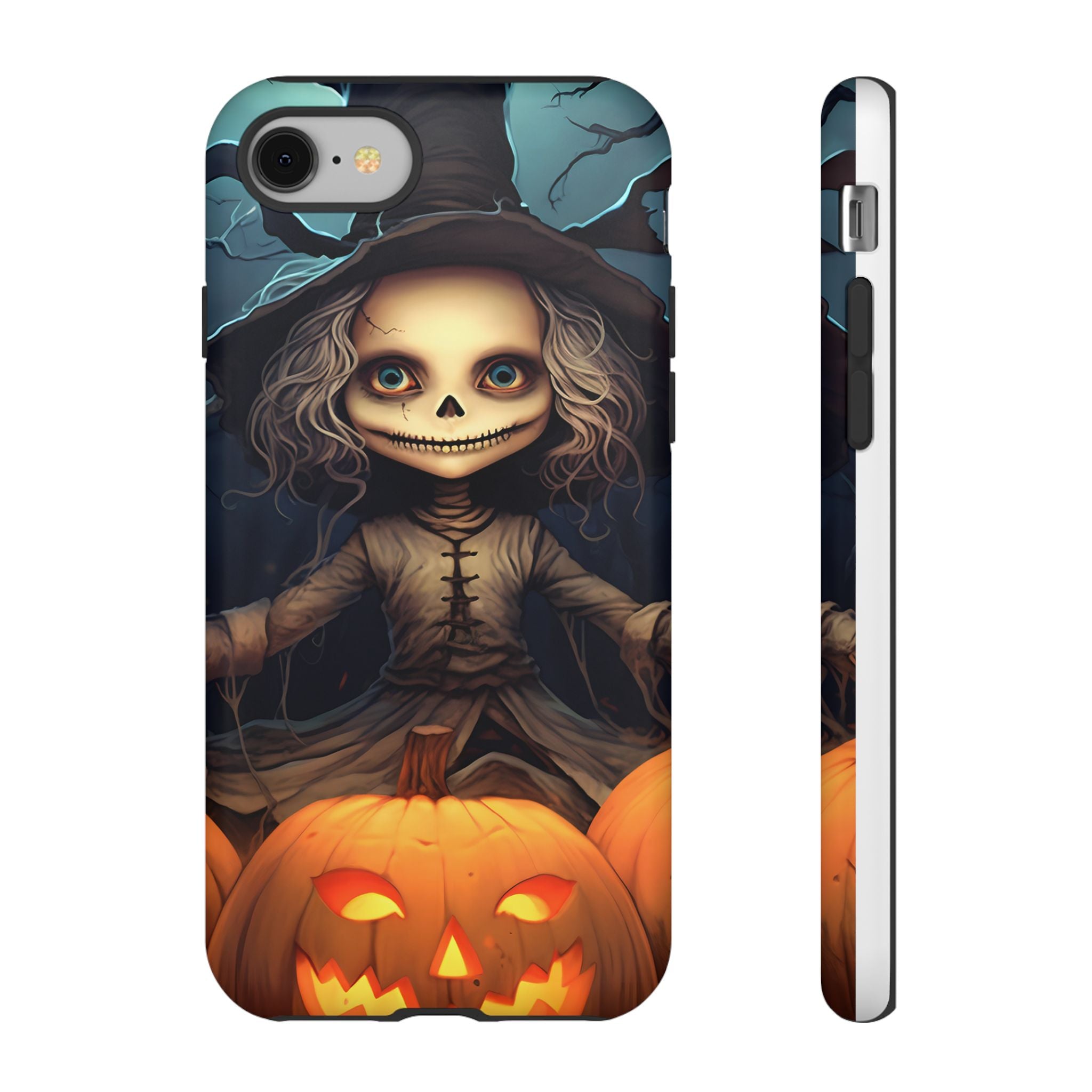 Spooky Skull Girl Halloween iPhone Case - Hexagon Stone