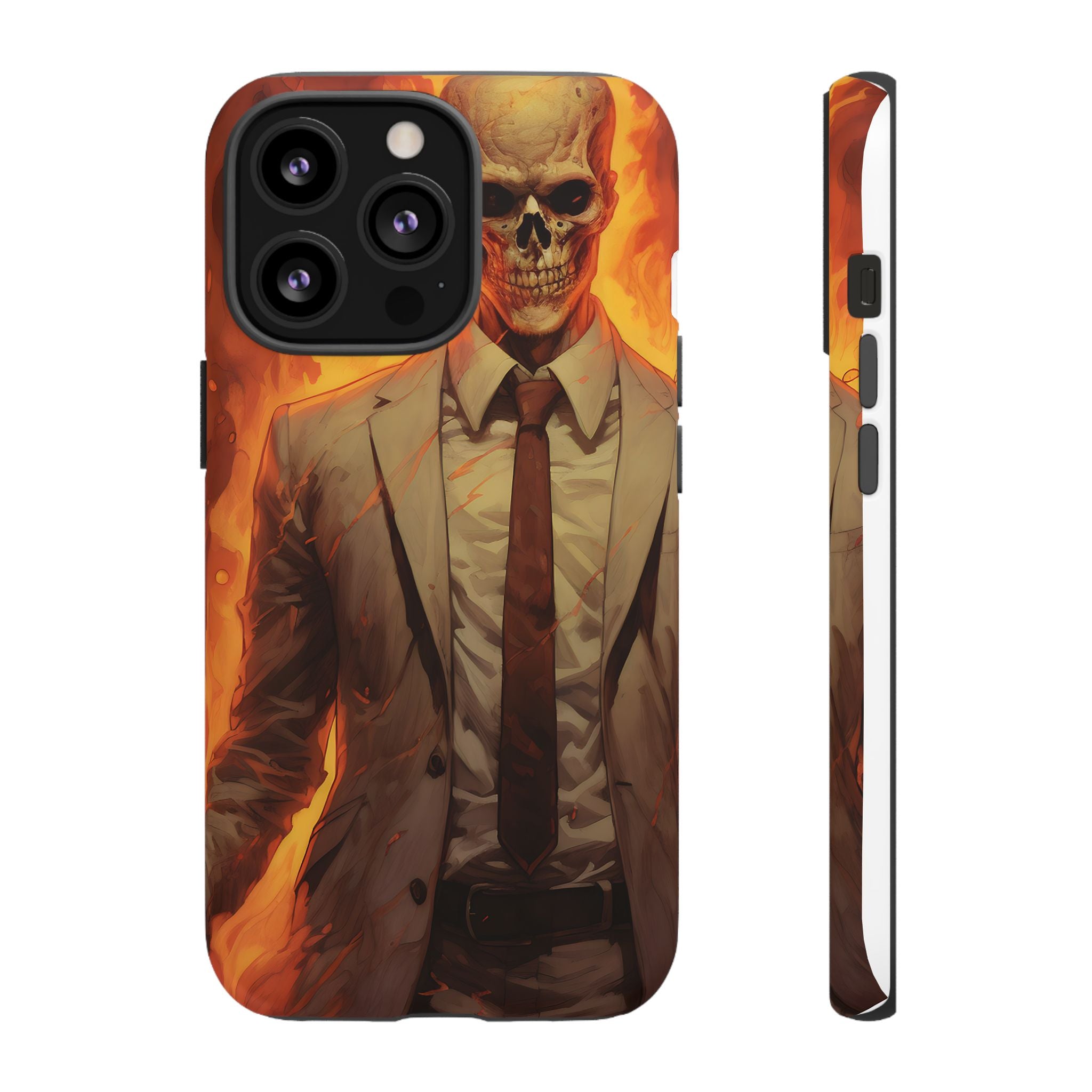 Fiery Skull Man Hexagon Stone iPhone Case