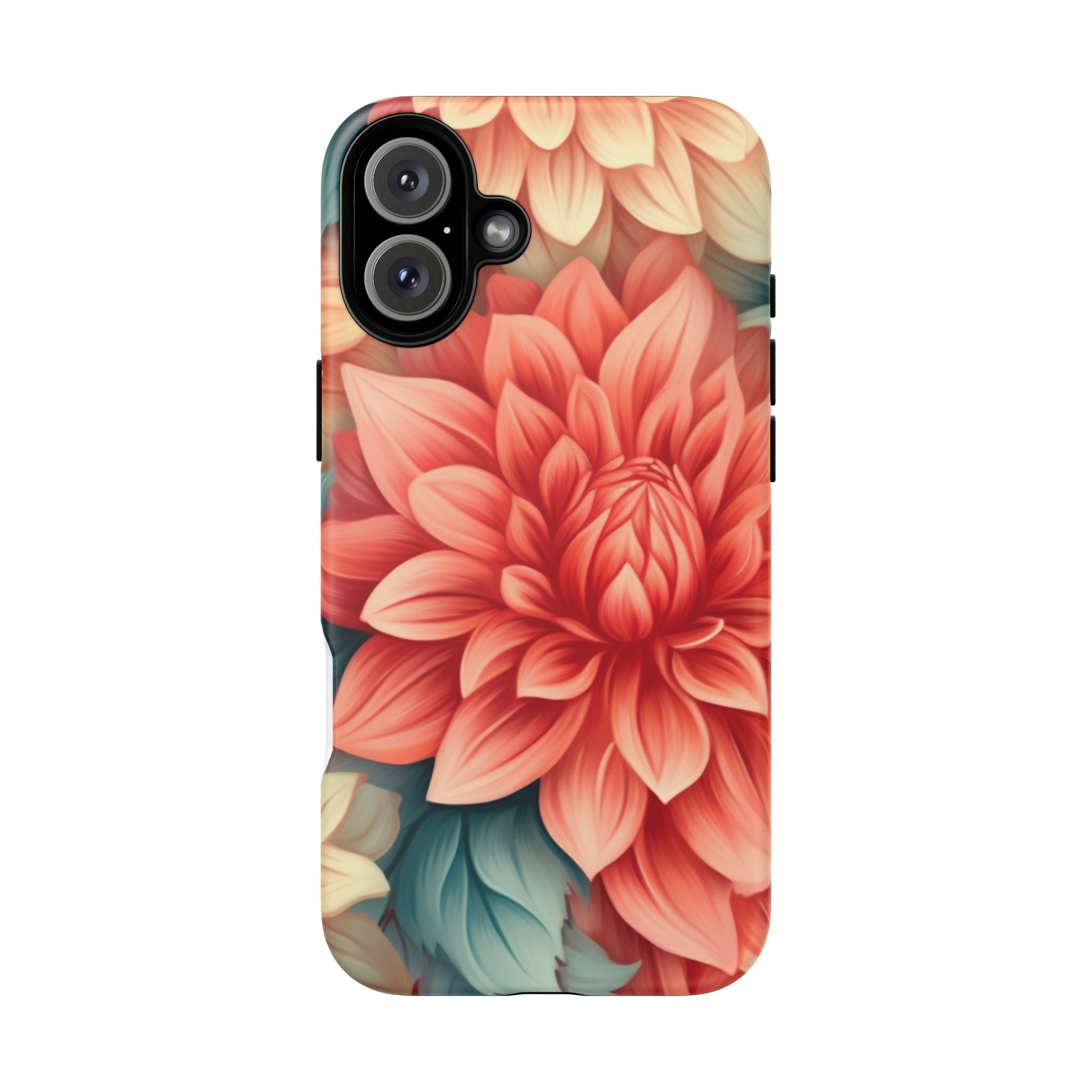 Coral Dahlia Hexagon iPhone Case - Rugged Texture