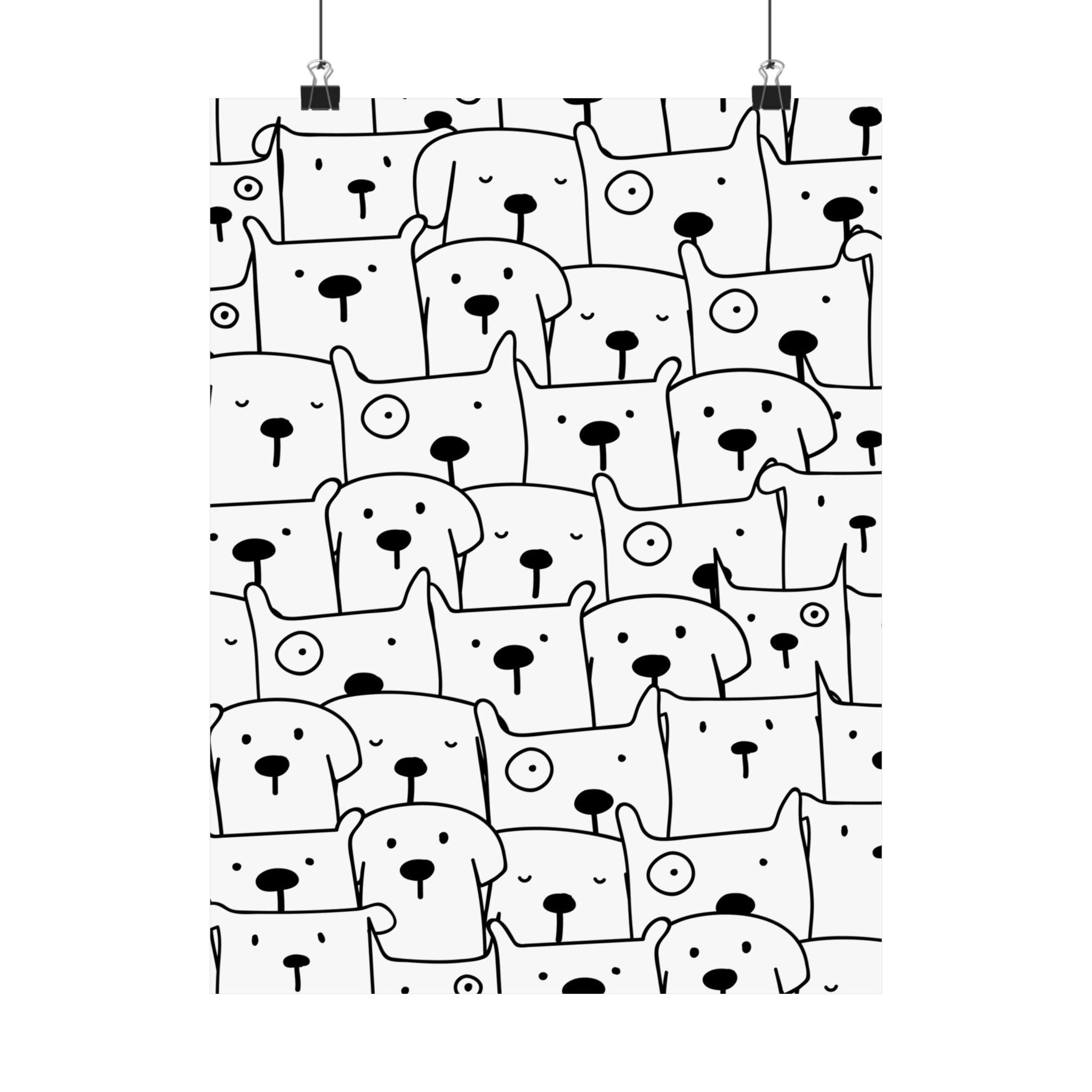 Cute Puppy Faces: Whimsical Dog Poster