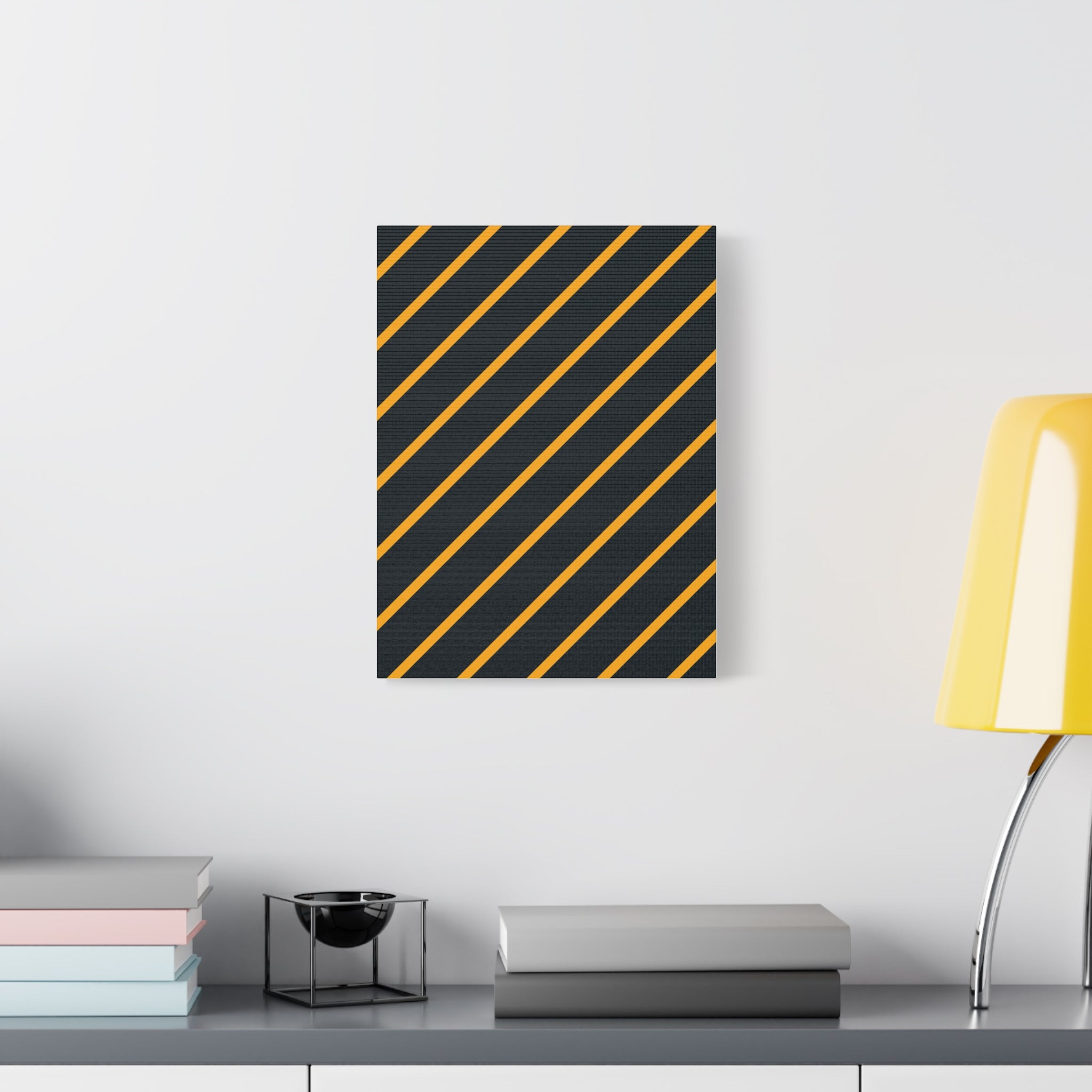 Bold Orange Diagonal Stripes Matte Canvas Art