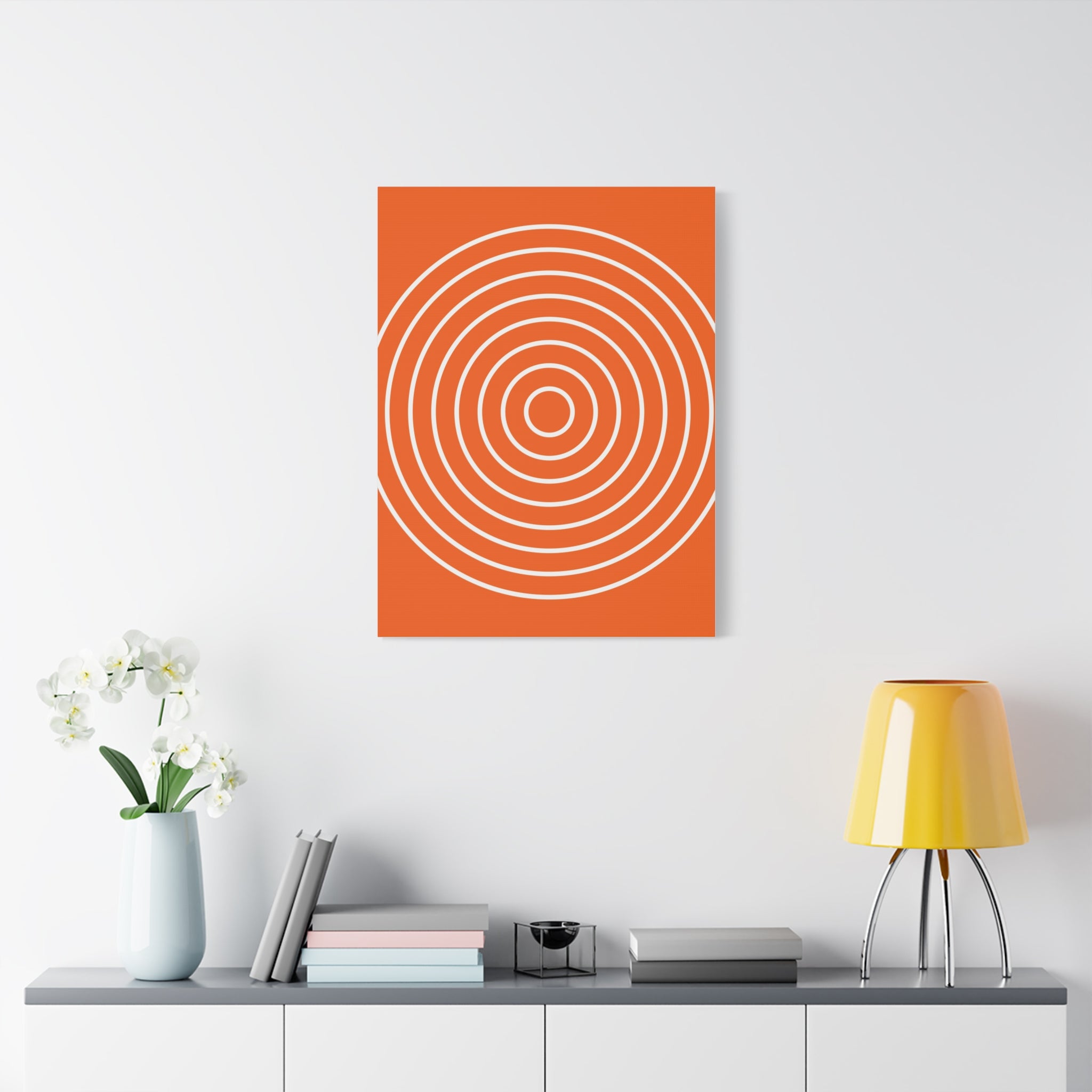 Orange Abstract Circles Matte Canvas Art