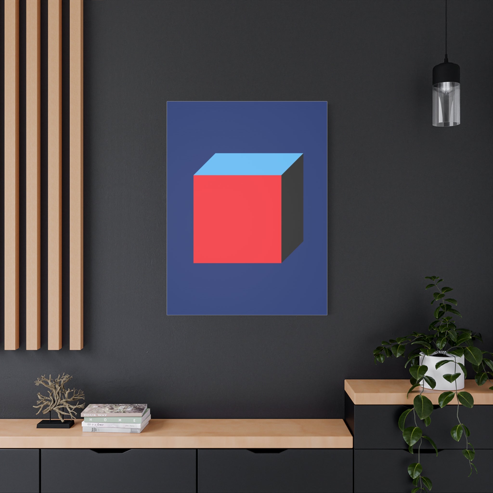 Abstract Red & Blue Cube Canvas Art