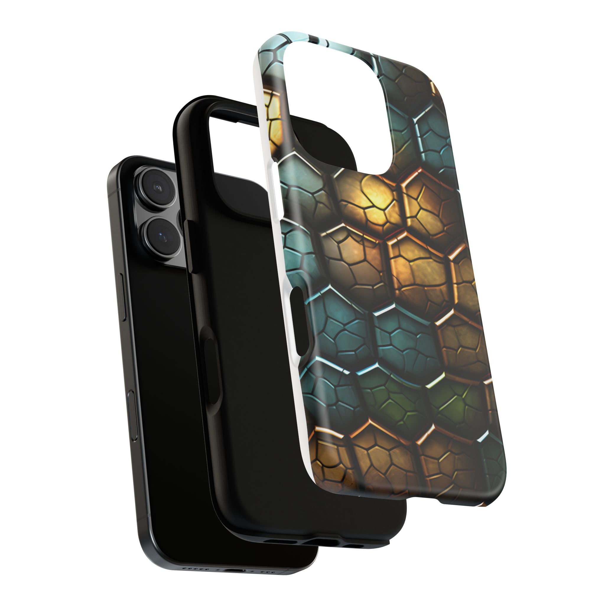 HexaScale iPhone Case: Teal & Bronze