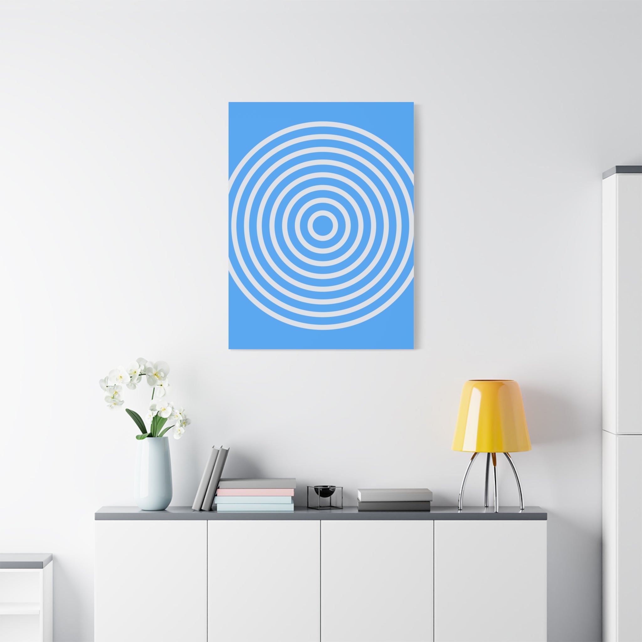 Blue Ripple Concentric Circles Canvas Art