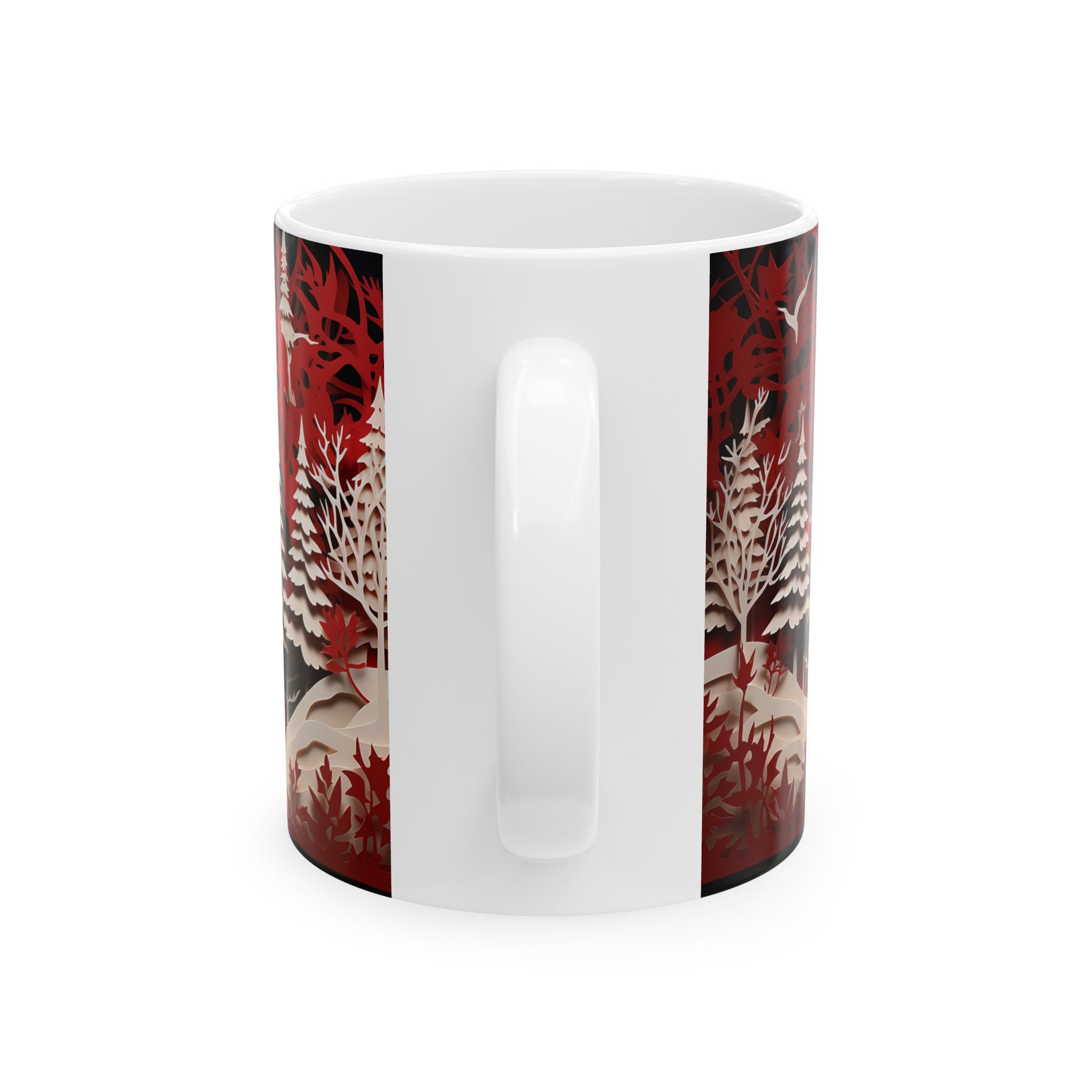 Winter Deer Forest Paper Art Mug