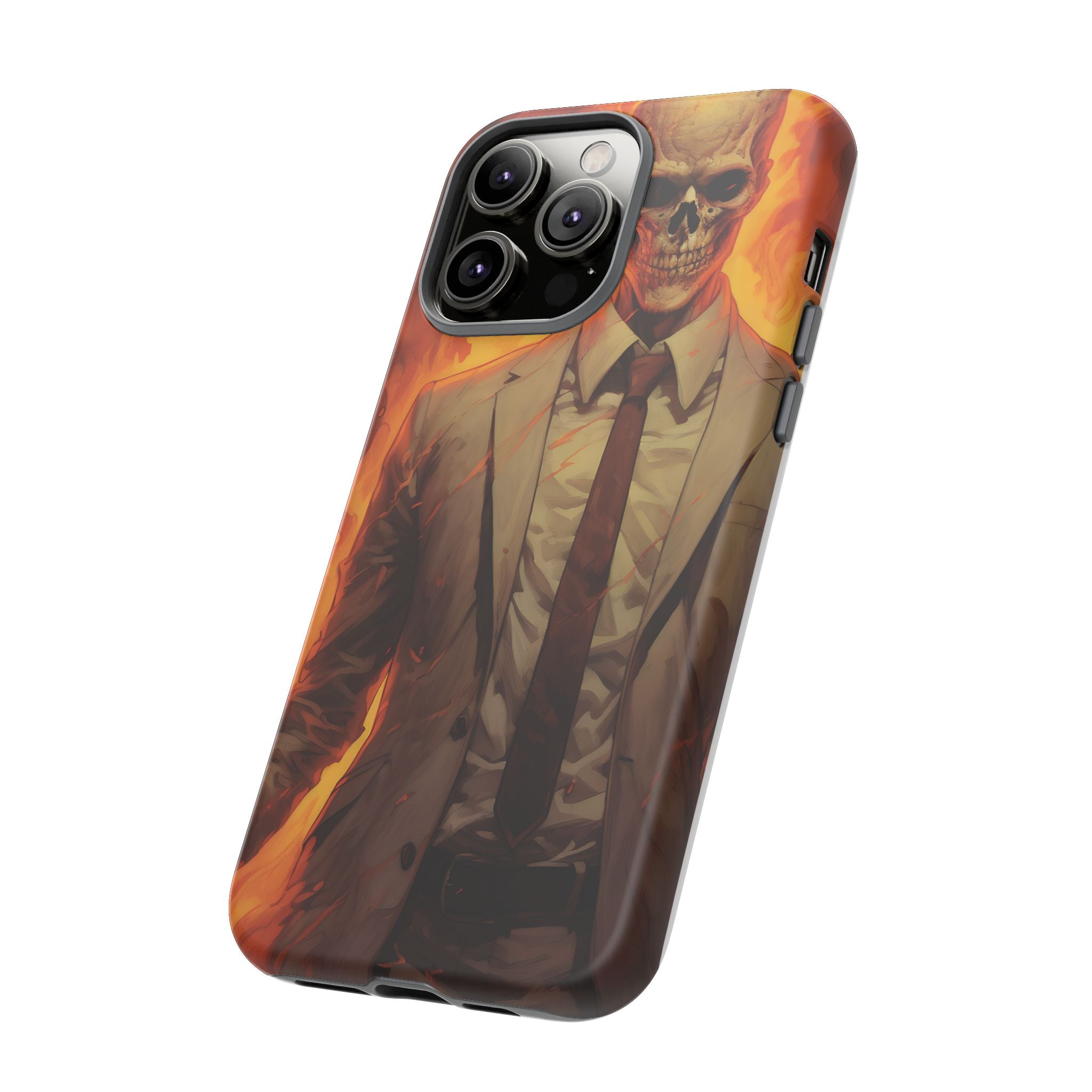 Fiery Skull Man Hexagon Stone iPhone Case