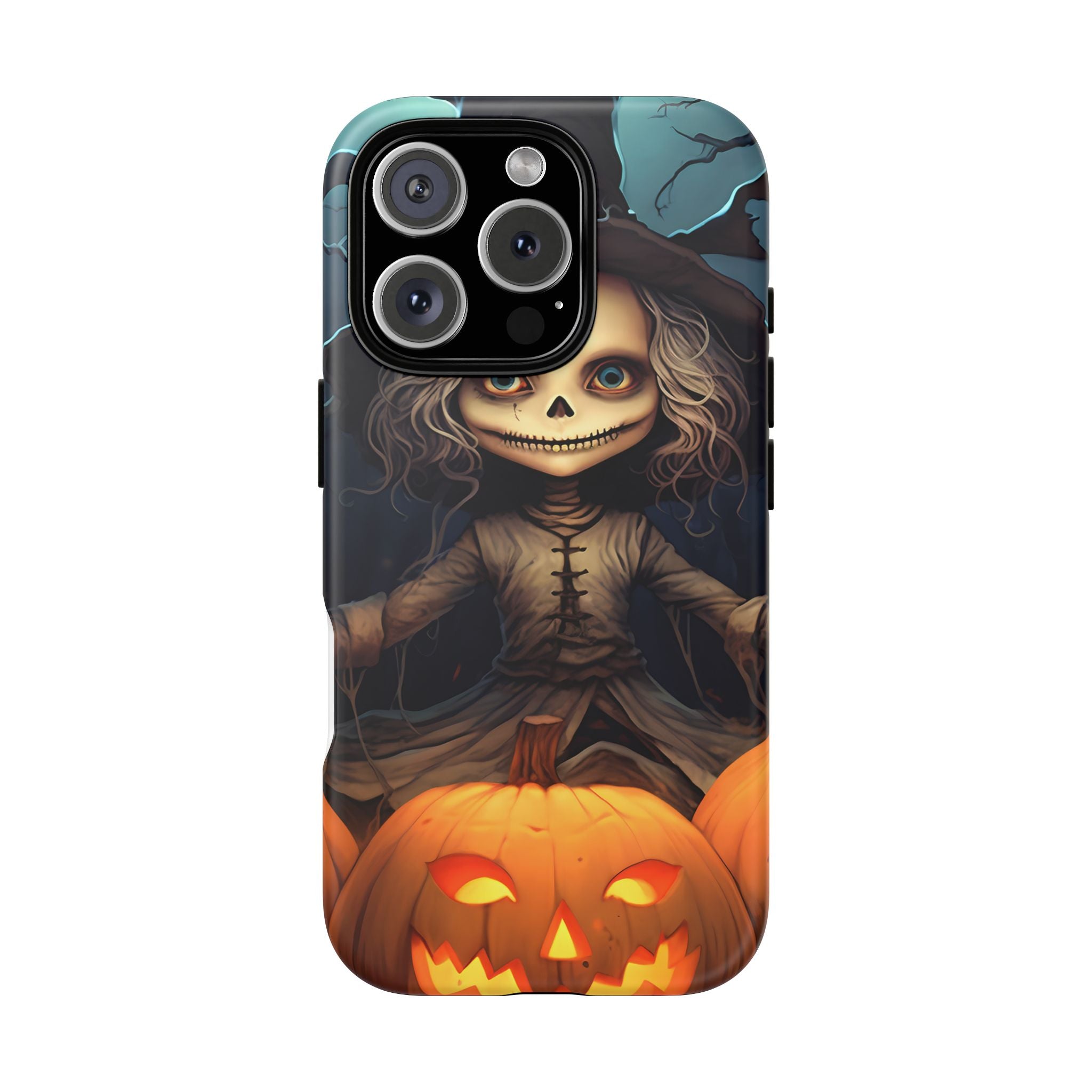 Spooky Skull Girl Halloween iPhone Case - Hexagon Stone