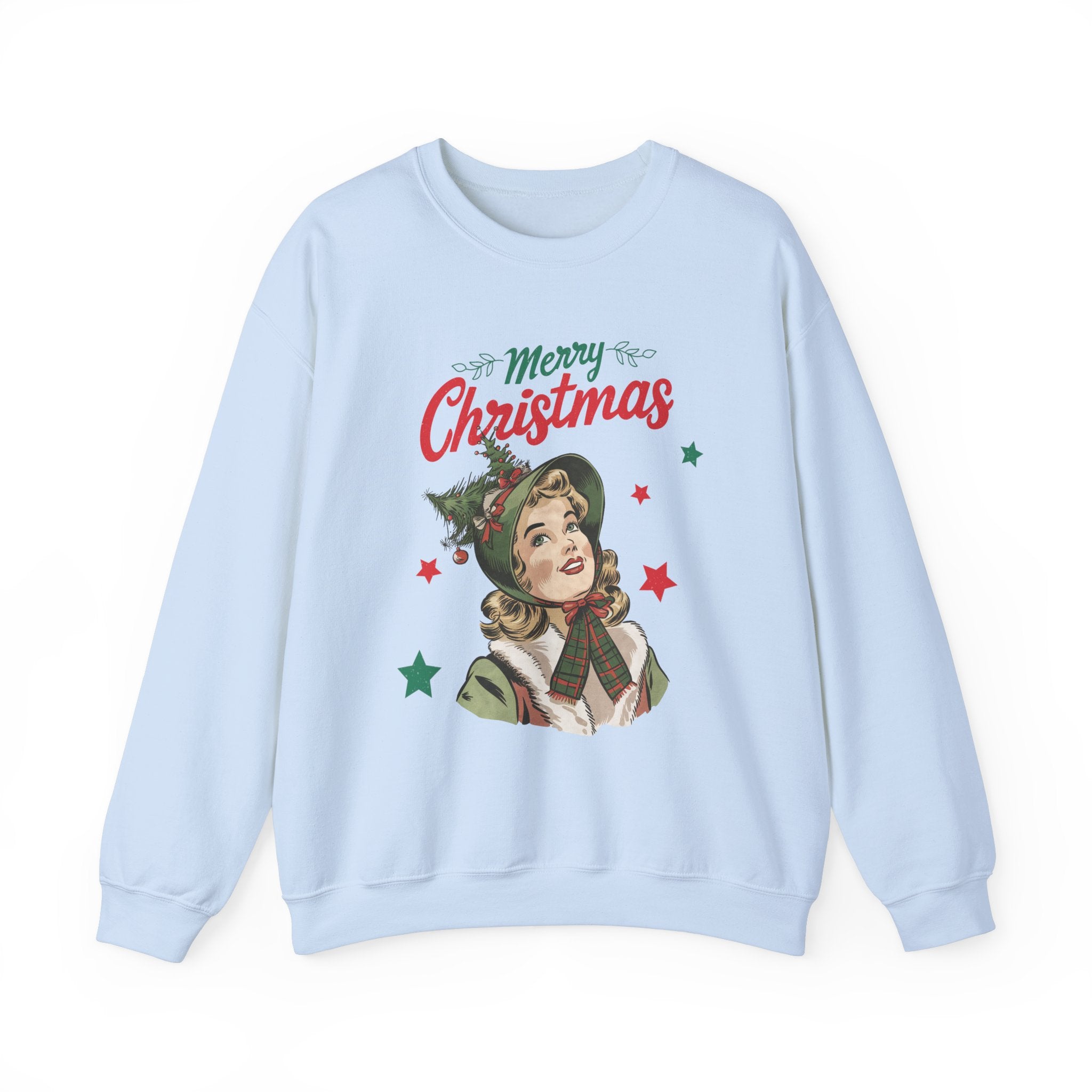 Vintage Christmas Lady Sweatshirt - Retro Holiday