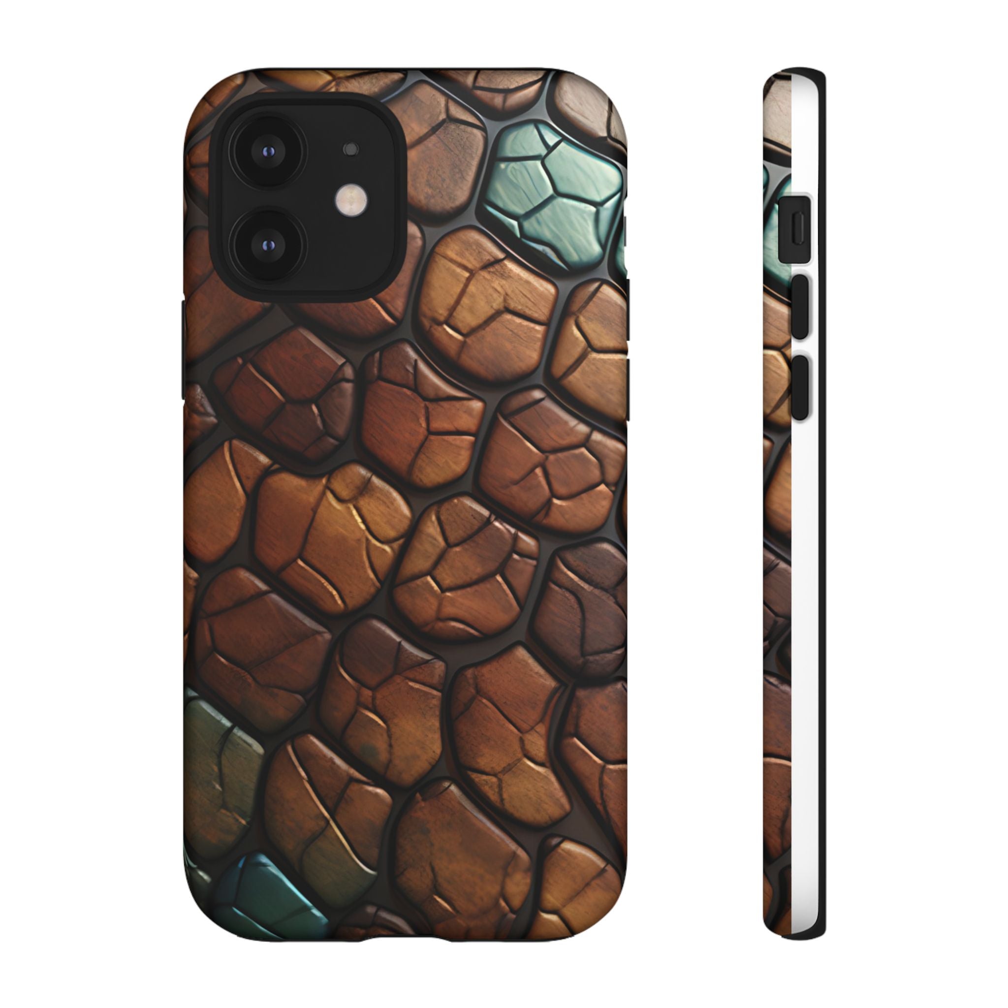 Mosaic Reptile iPhone Case - Teal & Brown