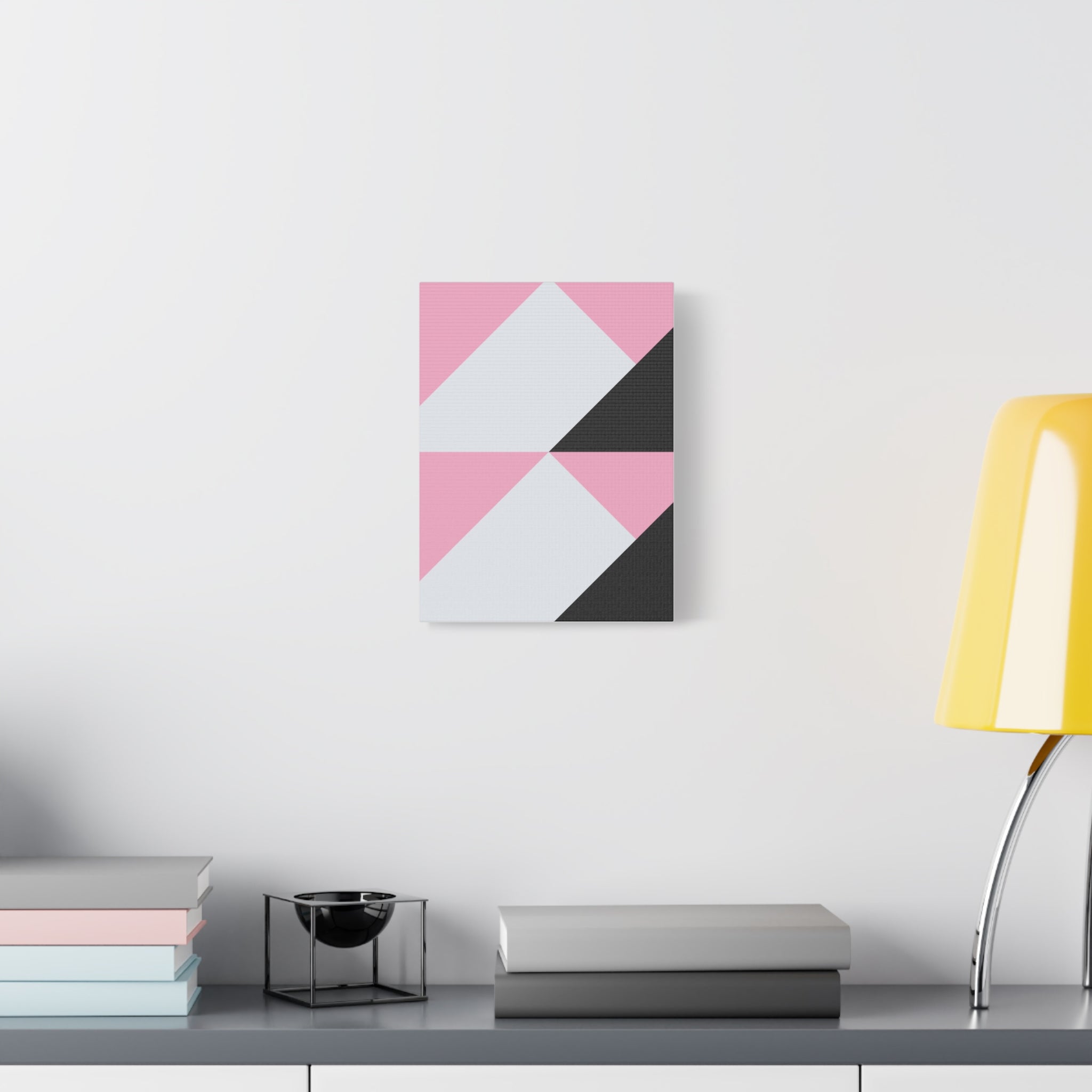 Geometric Pink & Gray Abstract Canvas Art