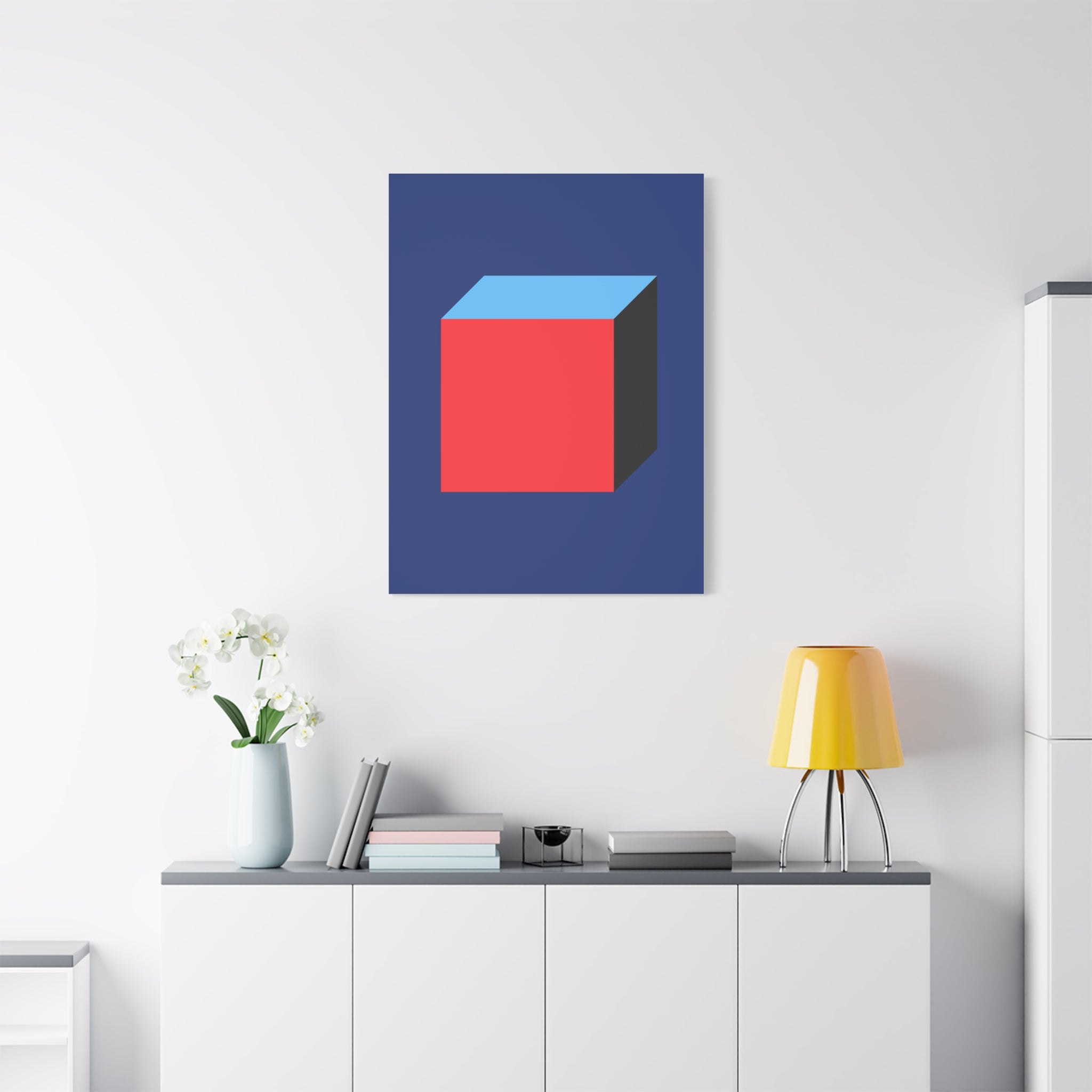 Abstract Red & Blue Cube Canvas Art