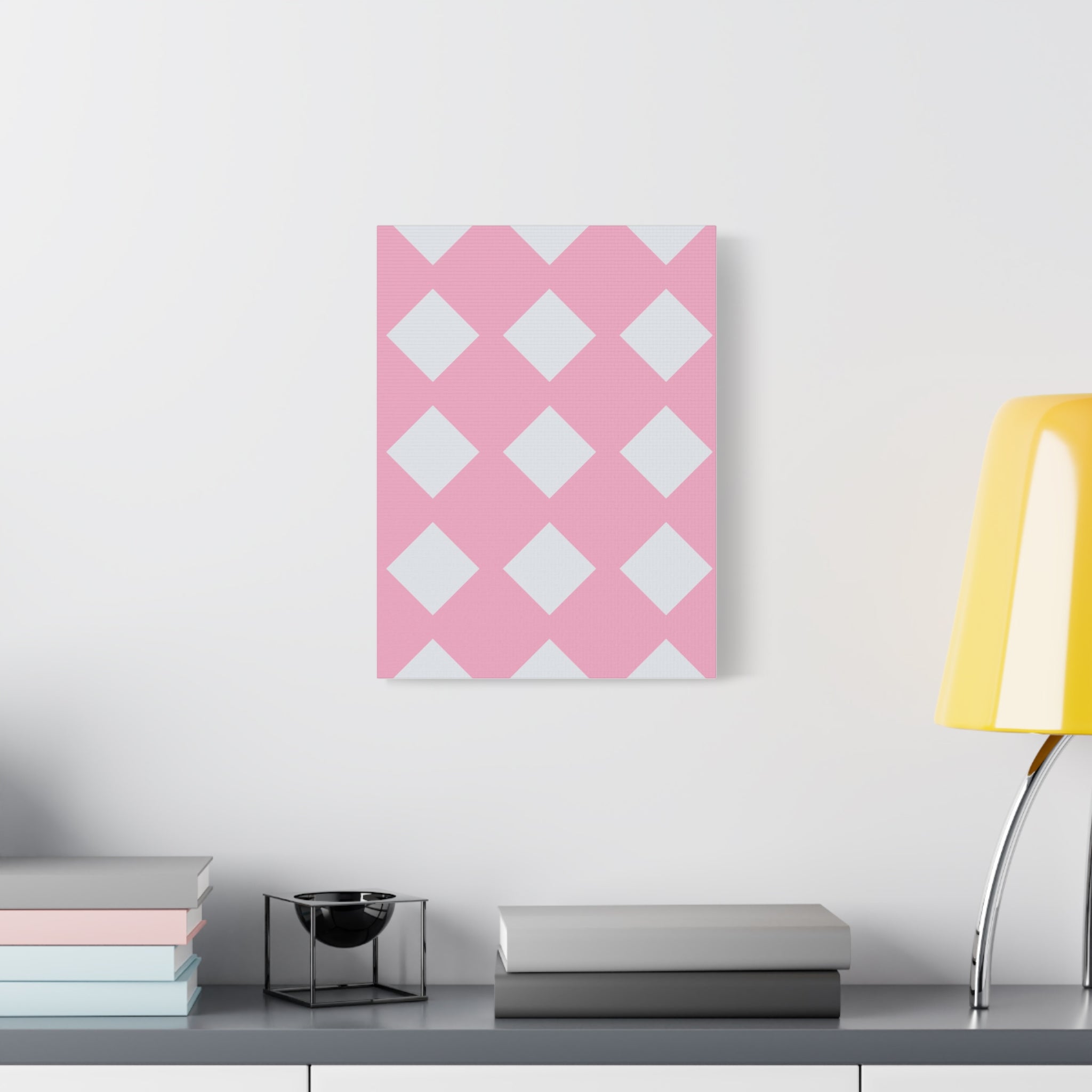 Pink & Grey Diamond Canvas Art Print