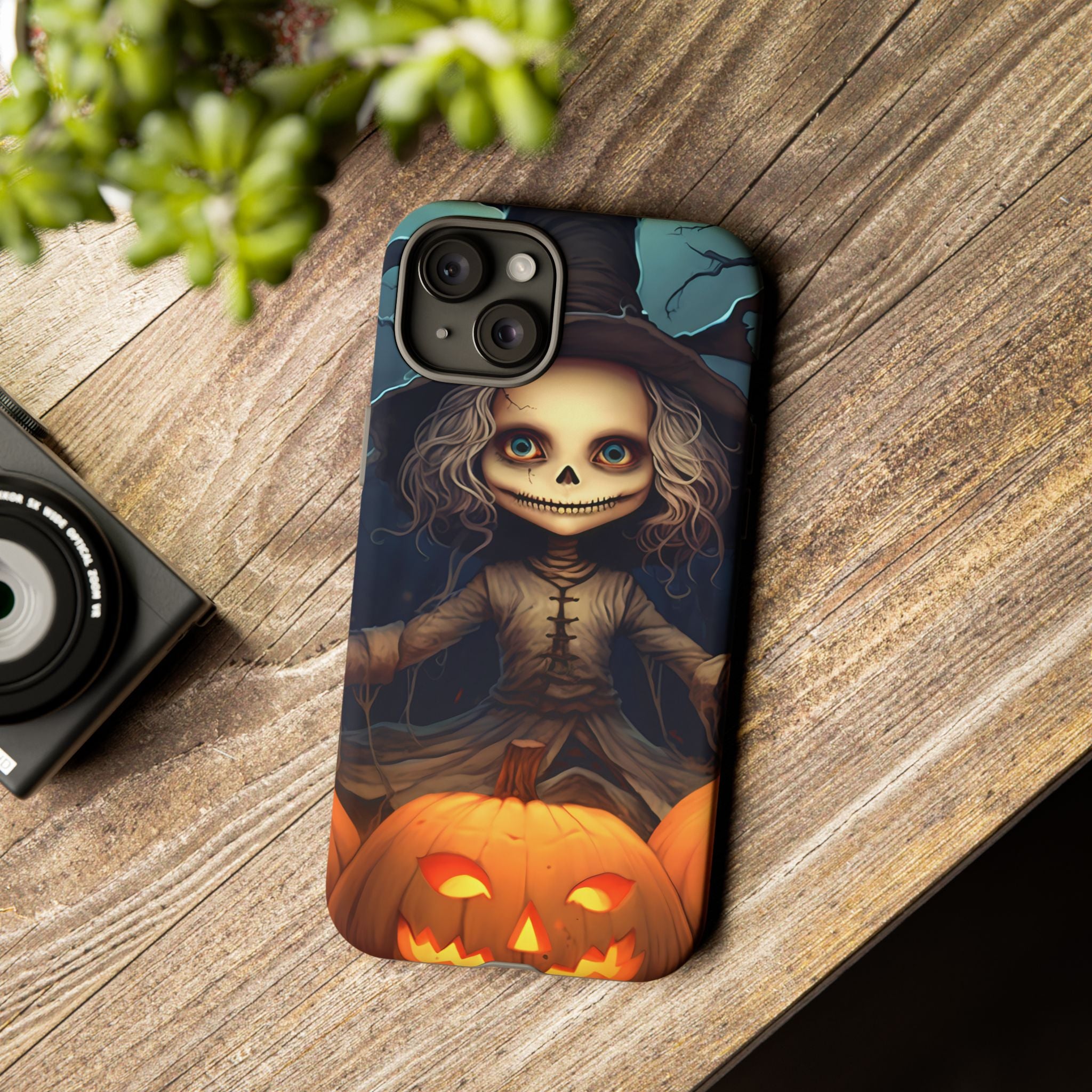 Spooky Skull Girl Halloween iPhone Case - Hexagon Stone