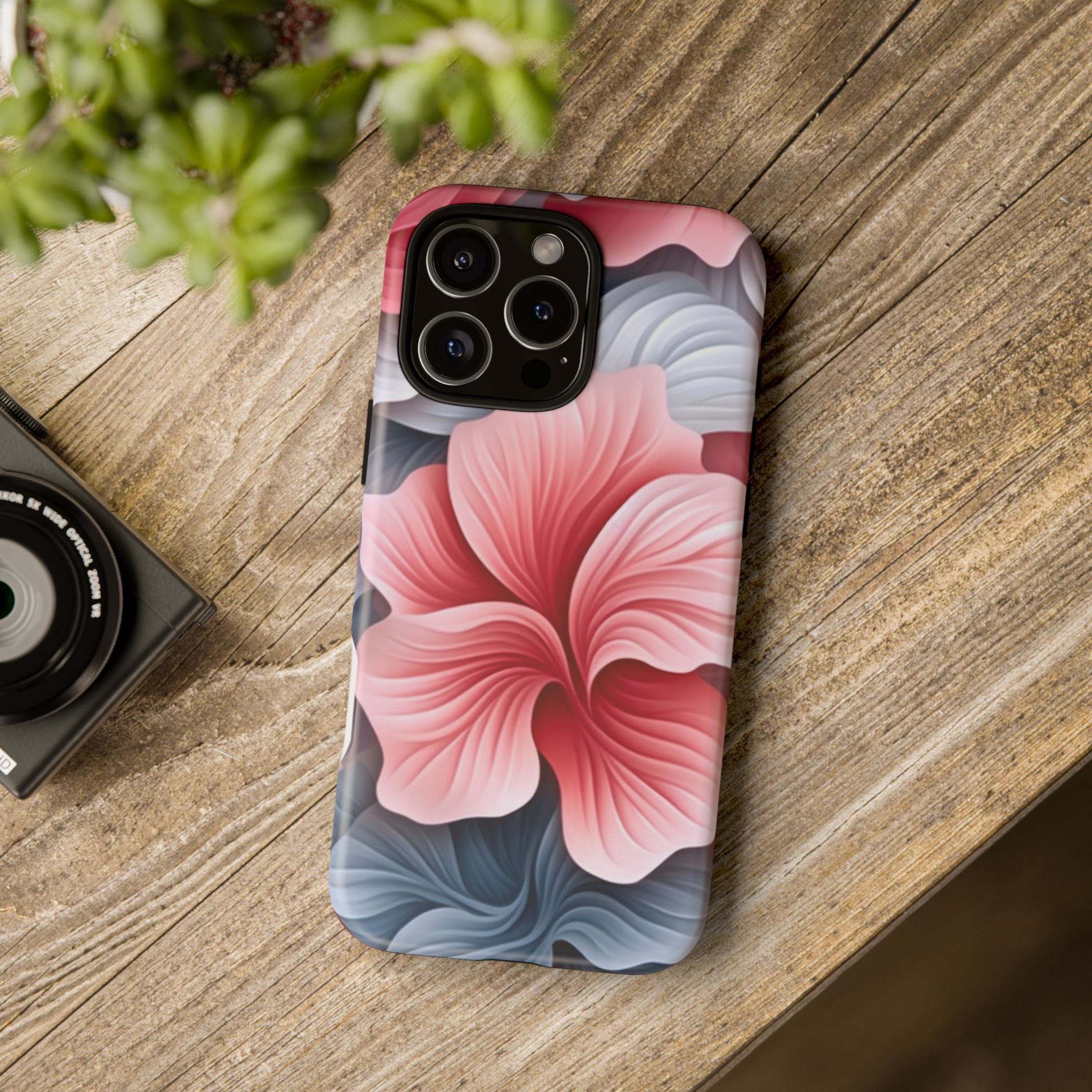 Abstract Floral Pink iPhone Case - Hexagon Stone