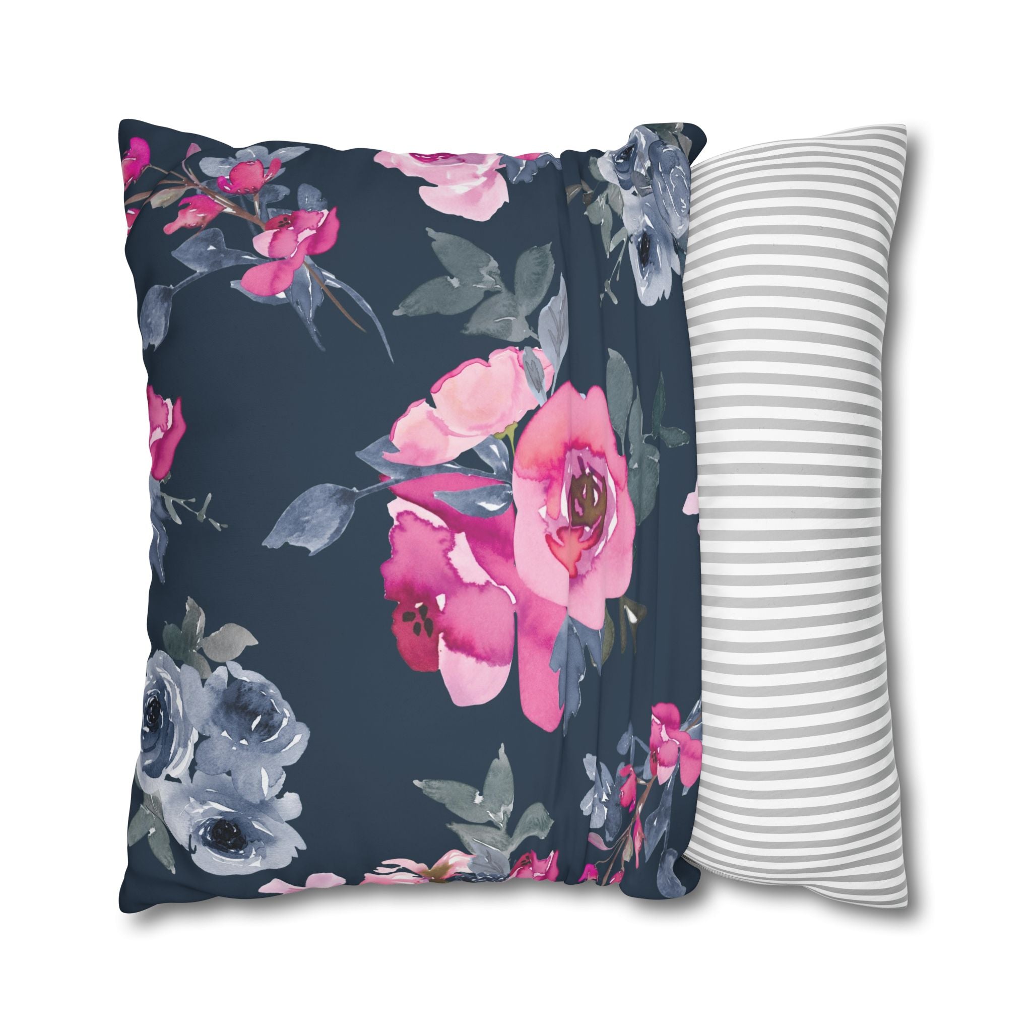 Teal Watercolor Floral Pillowcase