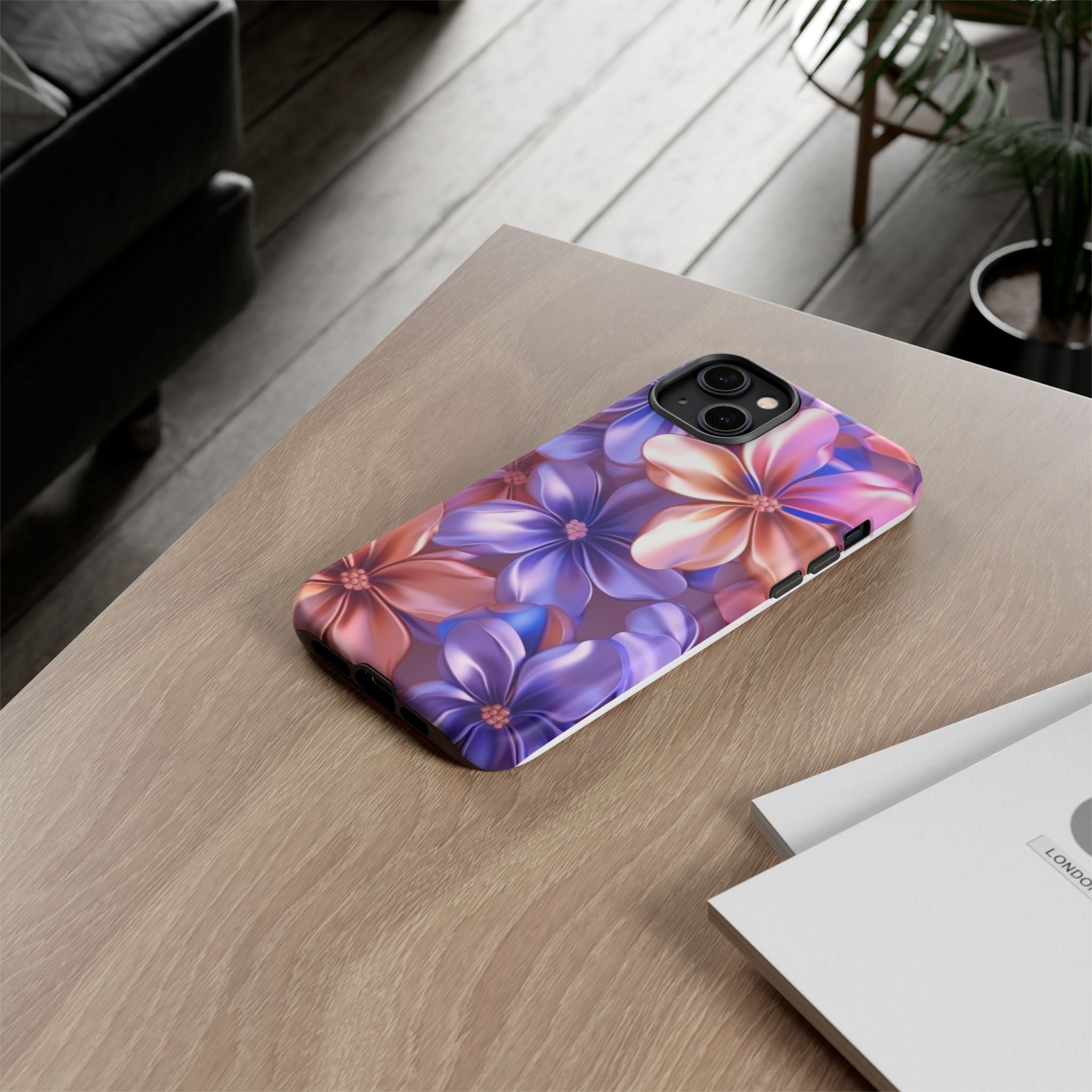 Metallic Flower iPhone Case - Rugged Hexagon Stone