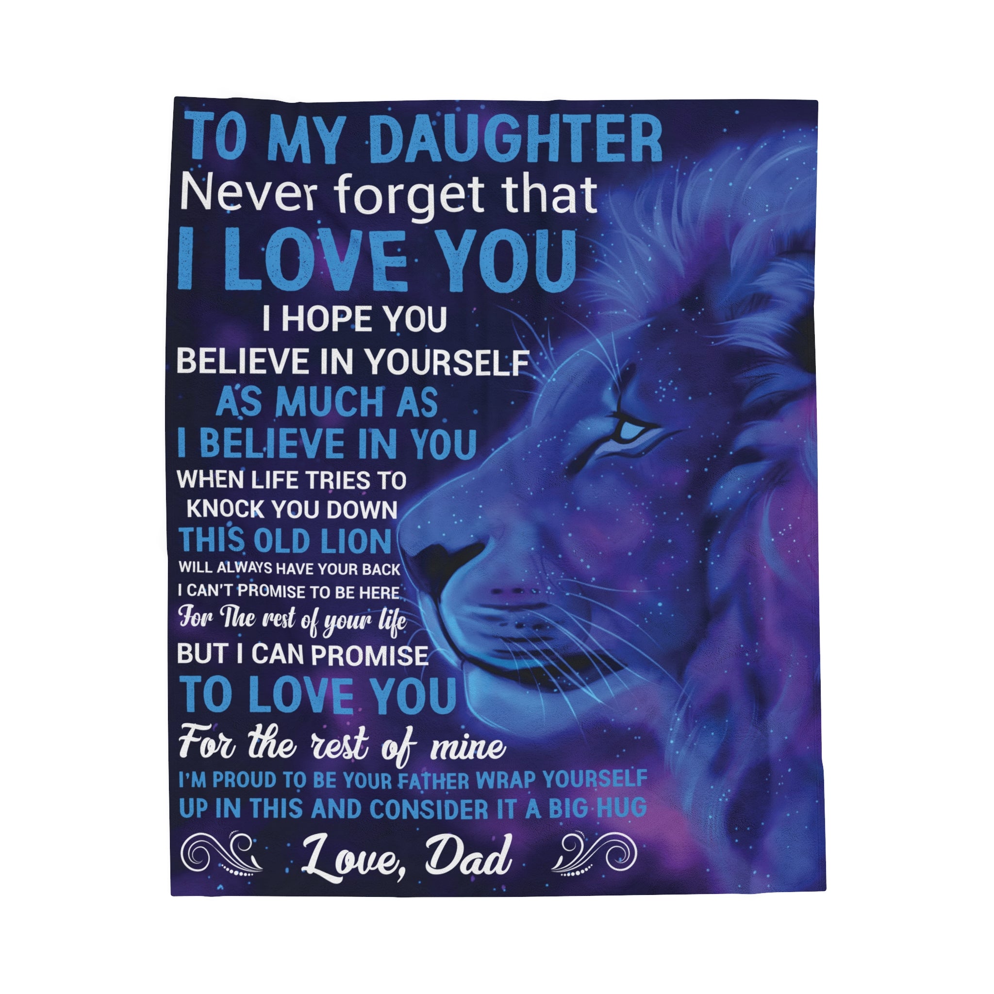 Dad's Lion Love Velveteen Blanket